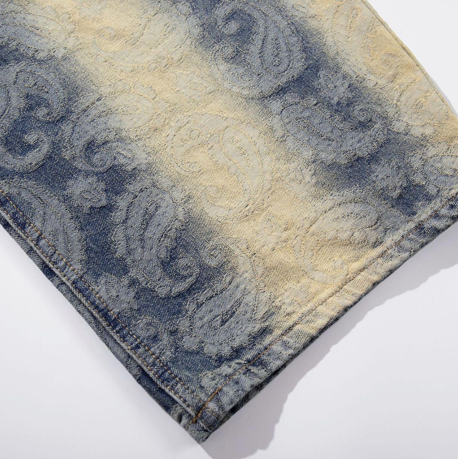 Japanese Brand Paisley Bandana Loose Fit Wide Leg Denim Jeans Size US 32 / EU 48 - 9 Thumbnail