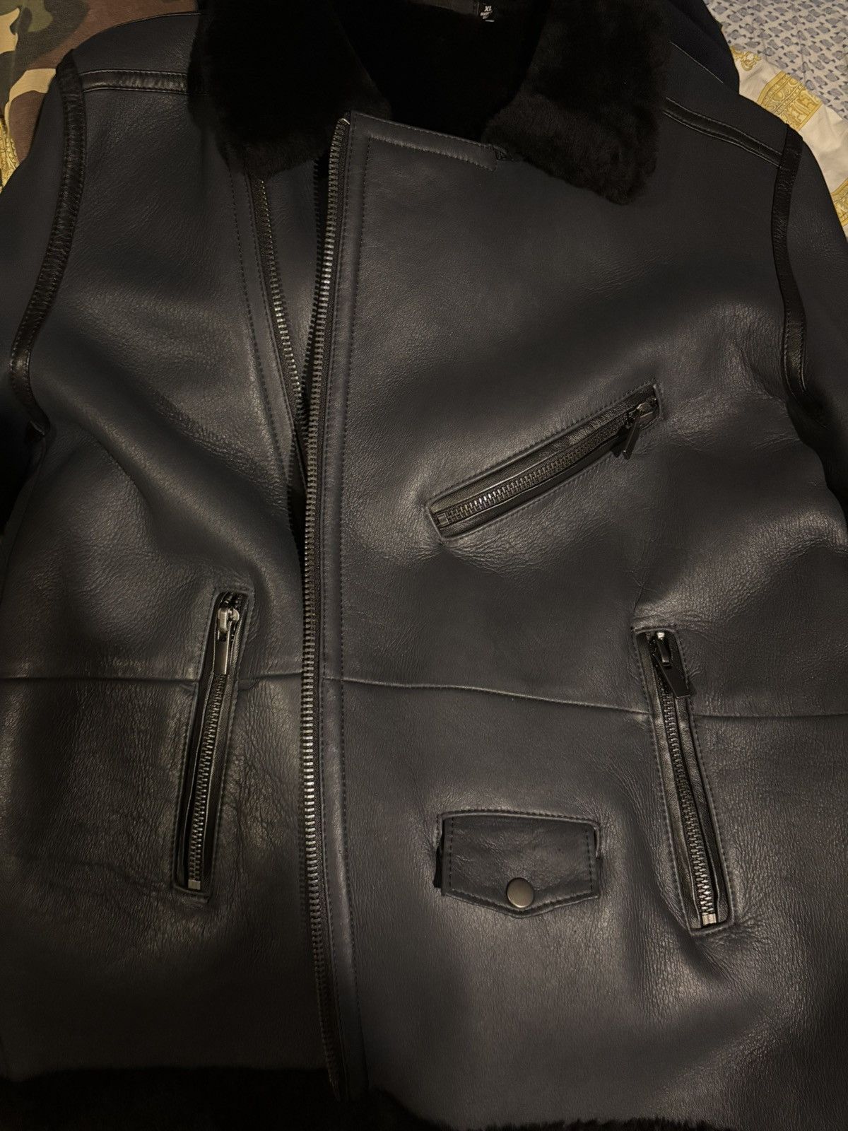 Blk Dnm Blk dnm black leather fur shearling jacket xl made in USA Size US XL / EU 56 / 4 - 6 Thumbnail
