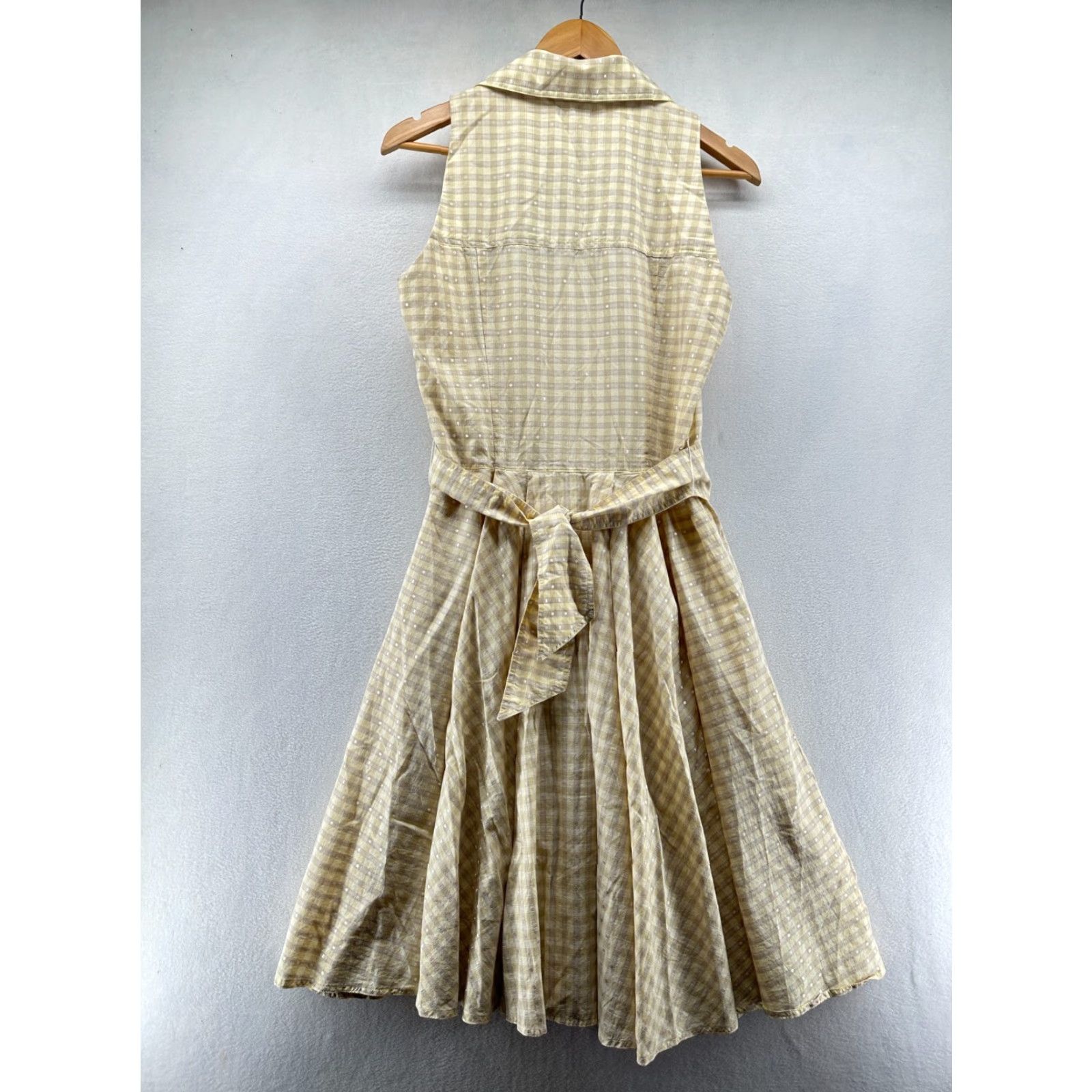 Vintage Finley Dress Women's Size 10 Yellow Plaid Collared Sleeveless Belted Fit & Flare Womens Size L / US 10 / IT 46 - 2 Thumbnail