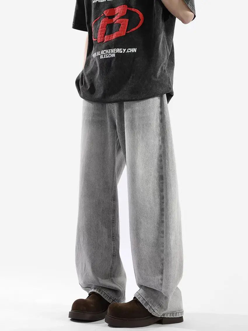 Designer × Japanese Brand Faded smoky gray washed and distressed baggy jeans Size US 34 / EU 50 - 1 Thumbnail
