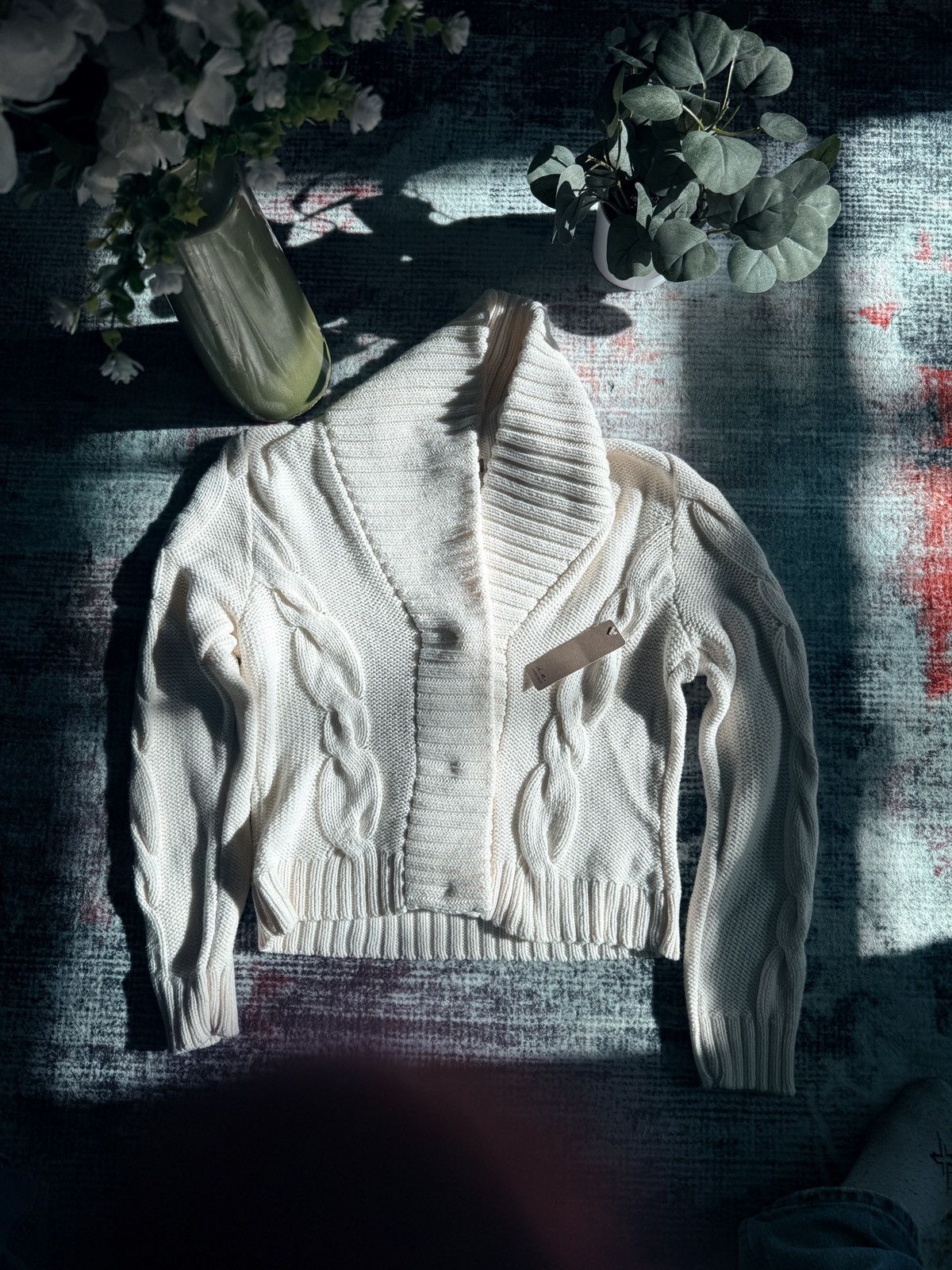 Japanese Brand × Vintage Cardigan White Cable Knit Sweater Pullover Sweater women Size M / US 6-8 / IT 42-44 - 1 Thumbnail
