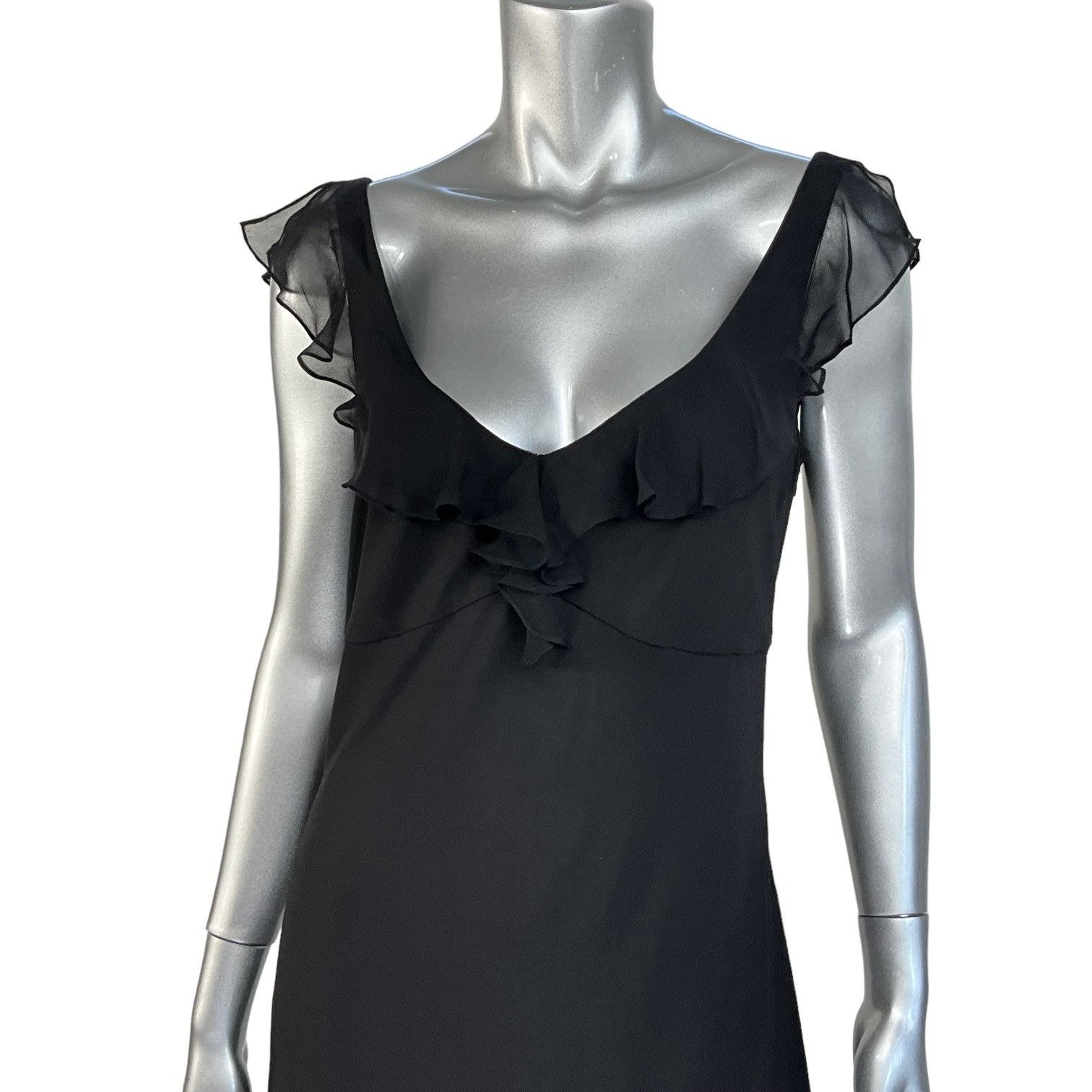 Elie Tahari Elie Tahari Maggie Silk Blend Black Midi Dress Size XL / US 12-14 / IT 48-50 - 4 Thumbnail