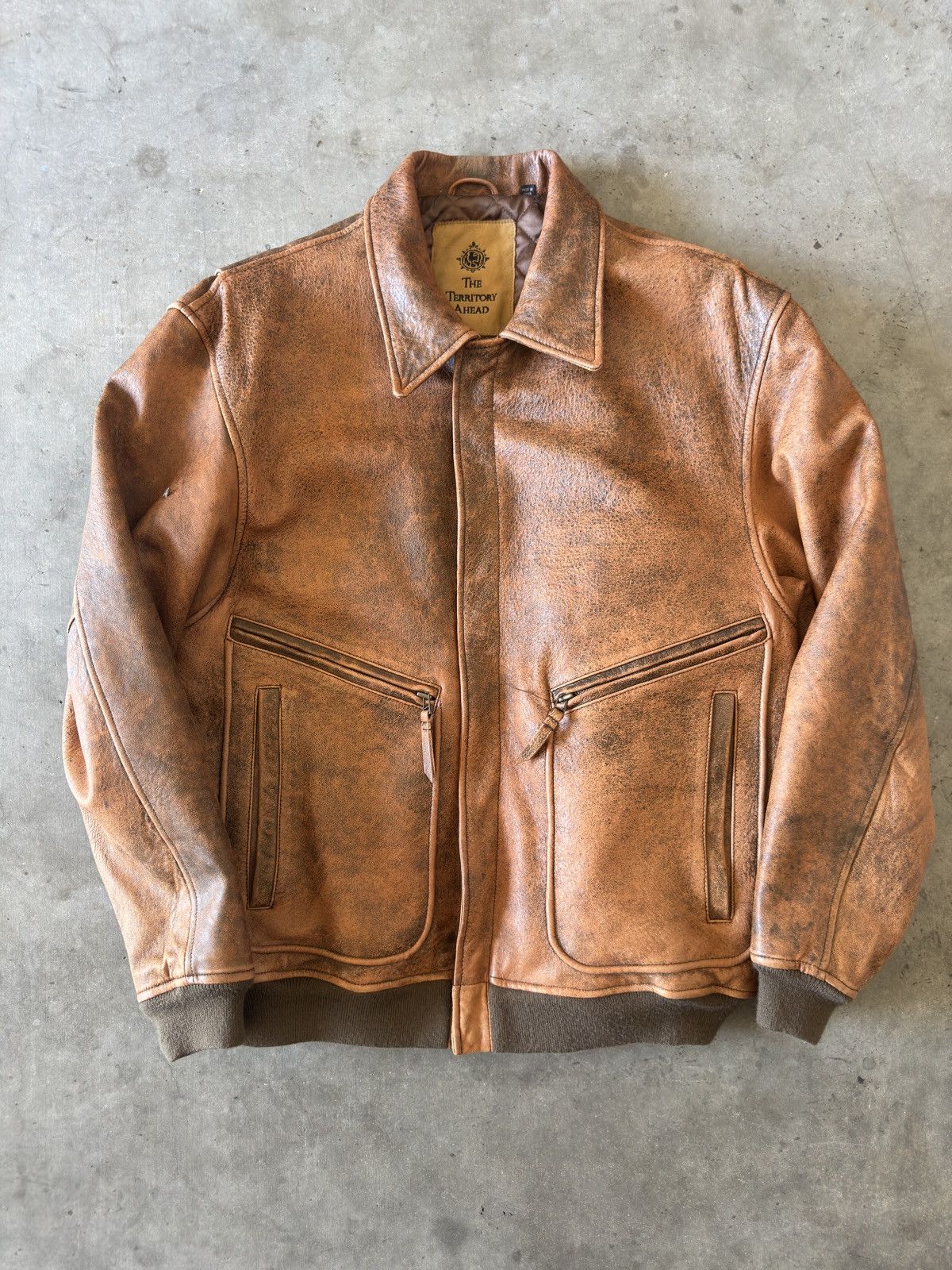 THE TERRITORY AHEAD Zipper Pocket Leather Motorcycle Jacket