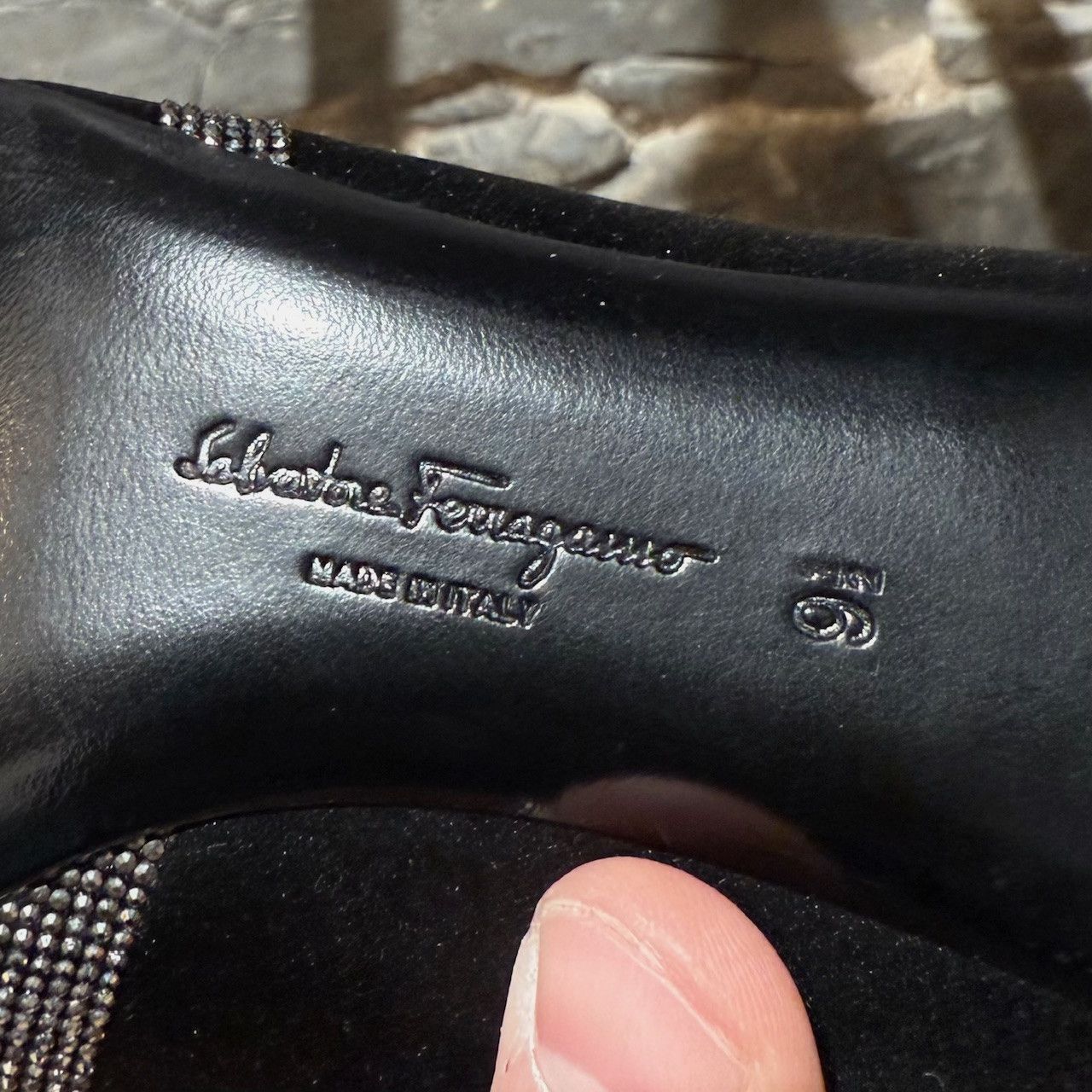 Salvatore Ferragamo Salvatore Ferragamo Black Satin Crystal Embellished Pumps Size US 9.5 / IT 39.5 - 8 Thumbnail