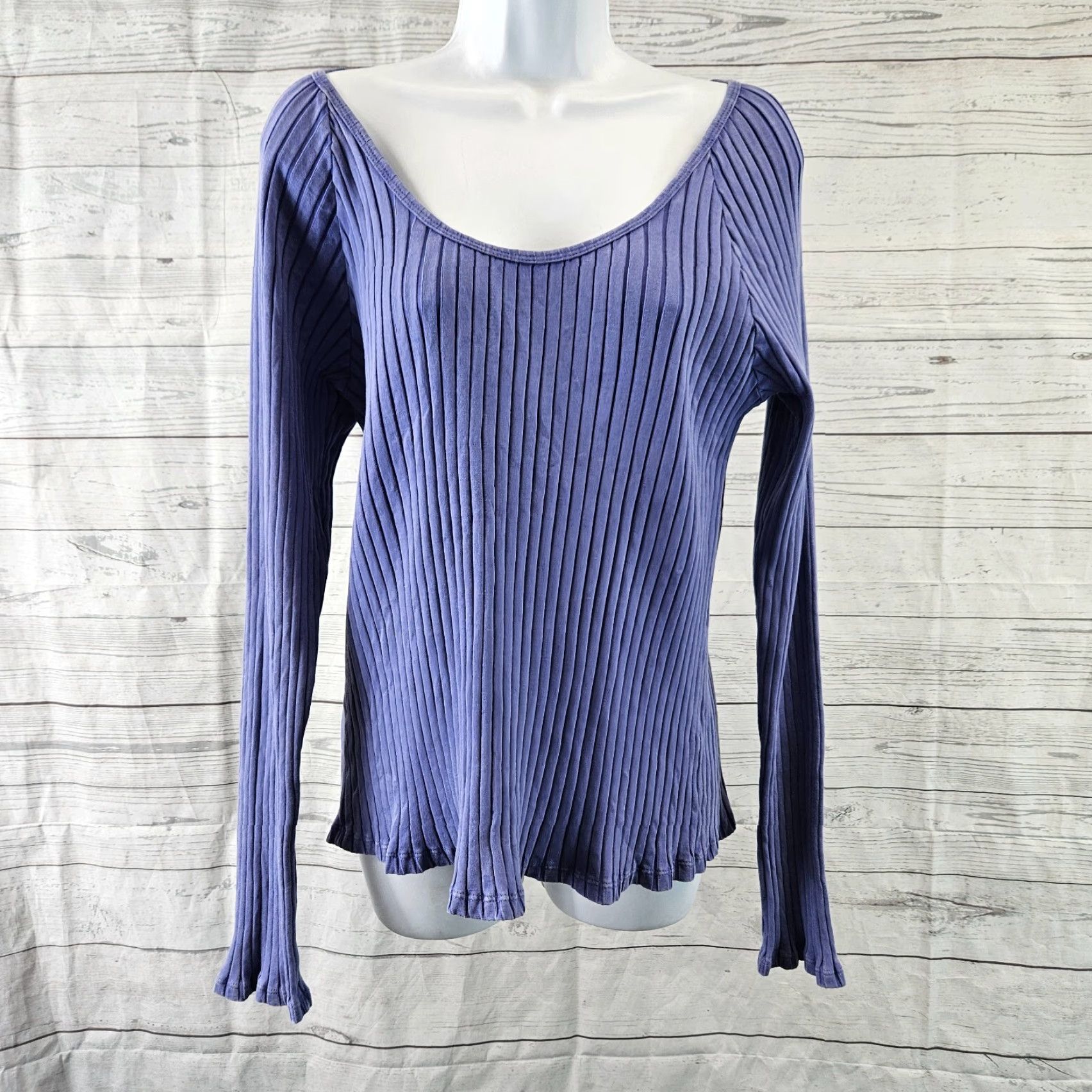Vintage Knox Rose Womens Blouse XL Purple Long Sleeve Scoop Neck Cotton Blend Size XL / US 12-14 / IT 48-50 - 2 Thumbnail