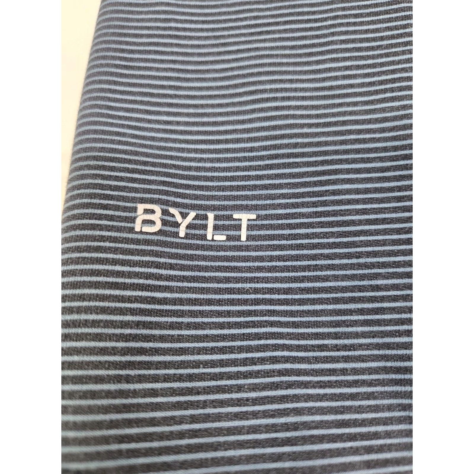 Vintage BYLT Drop Cut Lux Short Sleeve Blue Striped Shirt L Mens Henley Logo Knit Cotton Polyester Spandex Easy Care Regular Fit 8073 Size US L / EU 52-54 / 3 - 6 Thumbnail