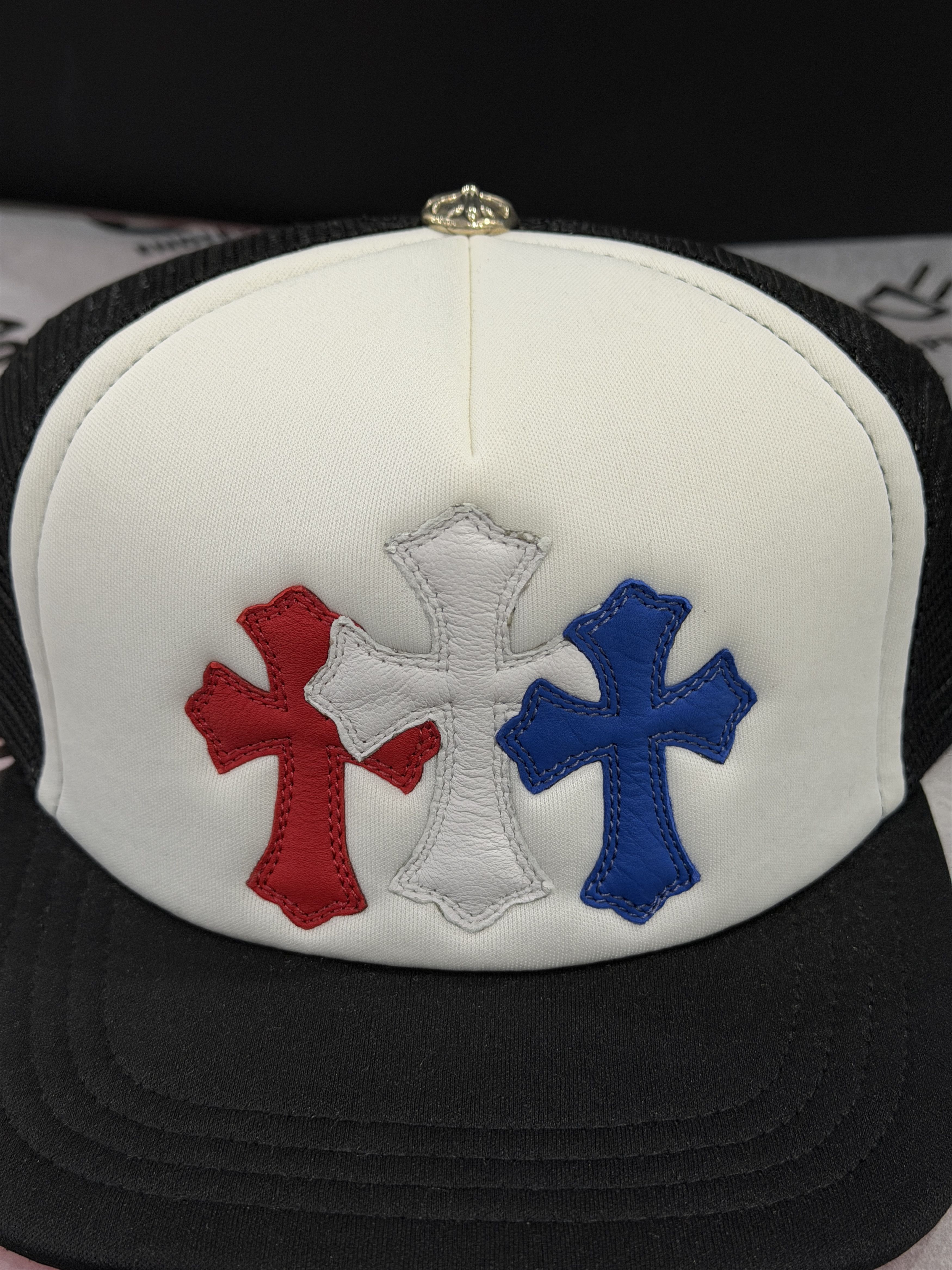 Chrome Hearts Chrome Hearts Leather Cemetery Cross Patch Hat Black/White Size ONE SIZE - 2 Thumbnail