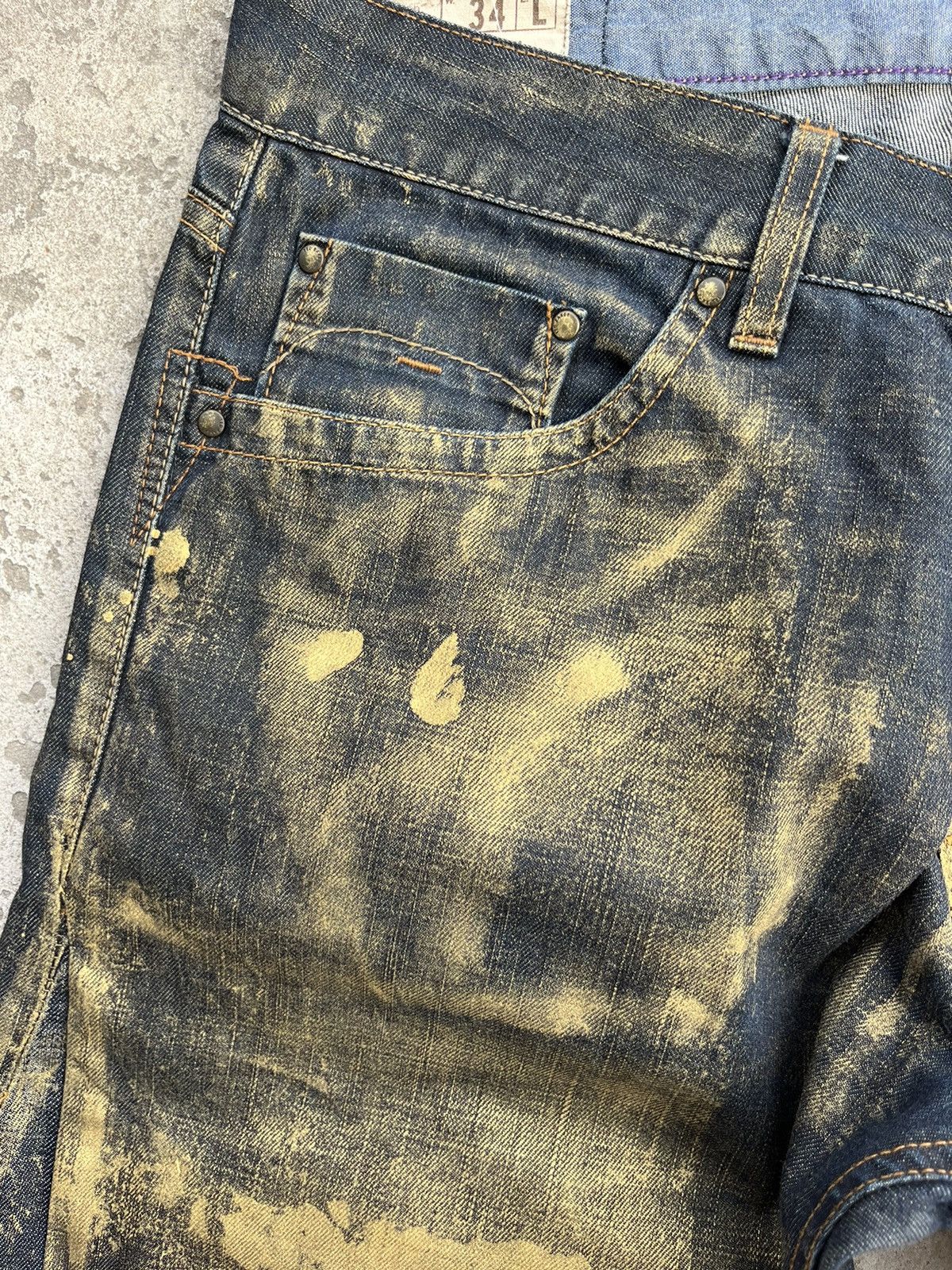 Japanese Brand Dirty Painted Distressed Thrashed Faded Baggy Jeans Y2K Pant Size US 34 / EU 50 - 6 Thumbnail