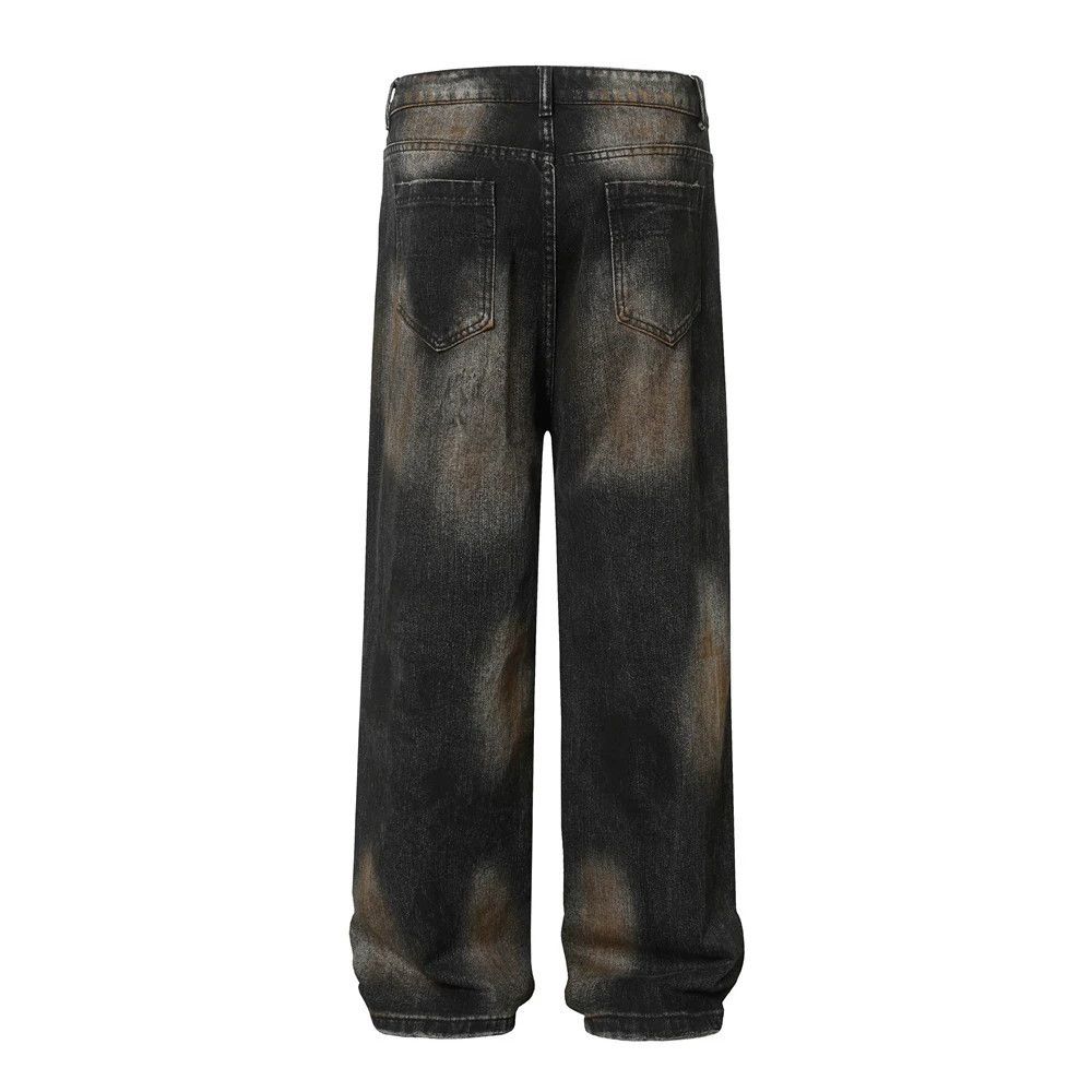 Vintage Men's washed gradient distressed dirty straight work jeans Size US 32 / EU 48 - 2 Thumbnail