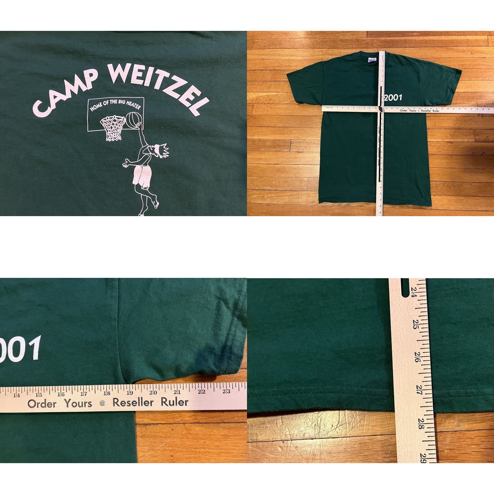 Hanes VINTAGE Hanes Shirt Men Medium Green Camp Weitzel Lake Champlain 2001 Logo Graphic Print Crew Neck Short Sleeve Jersey Cotton Size US M / EU 48-50 / 2 - 8 Thumbnail