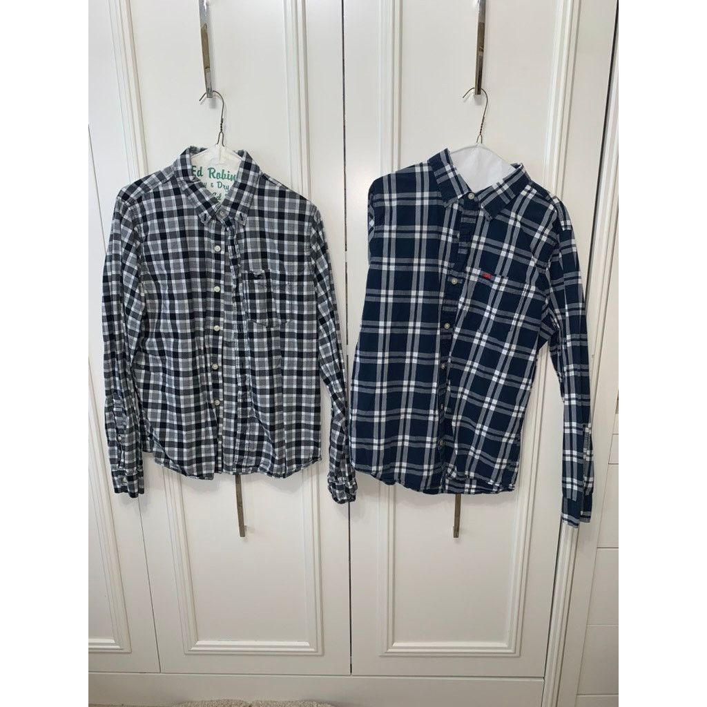 Hollister Set of 2 Hollister Men's Plaid Long Sleeve Button-Down Shirt Size US M / EU 48-50 / 2 - 1 Thumbnail
