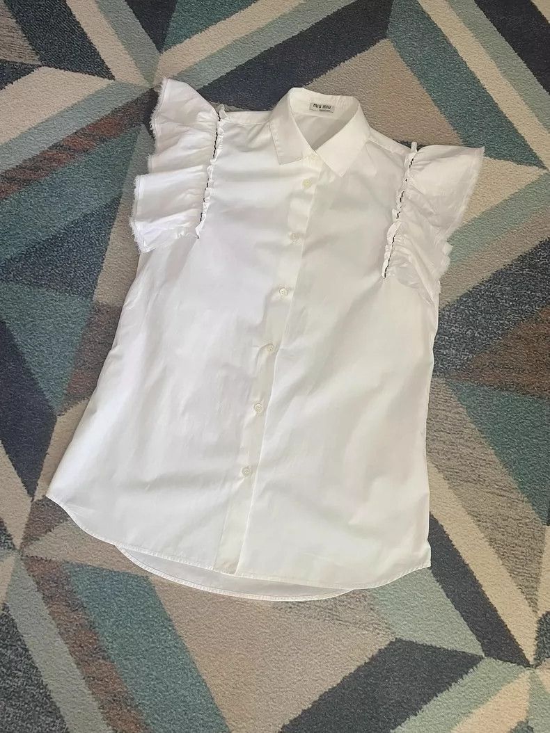 Prada Miu Miu Women's Casual Short Sleeve Shirt-2506 Size M / US 6-8 / IT 42-44 - 3 Thumbnail