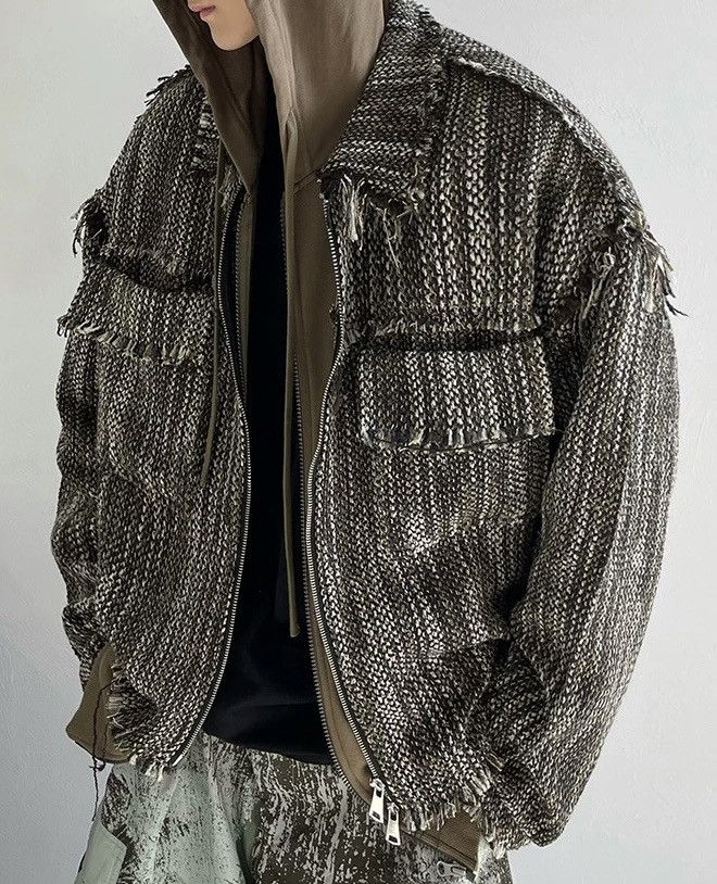 Japanese Brand × Vintage Avant garde distressed fringe mixed raw trucker jacket Size US XL / EU 56 / 4 - 2 Thumbnail