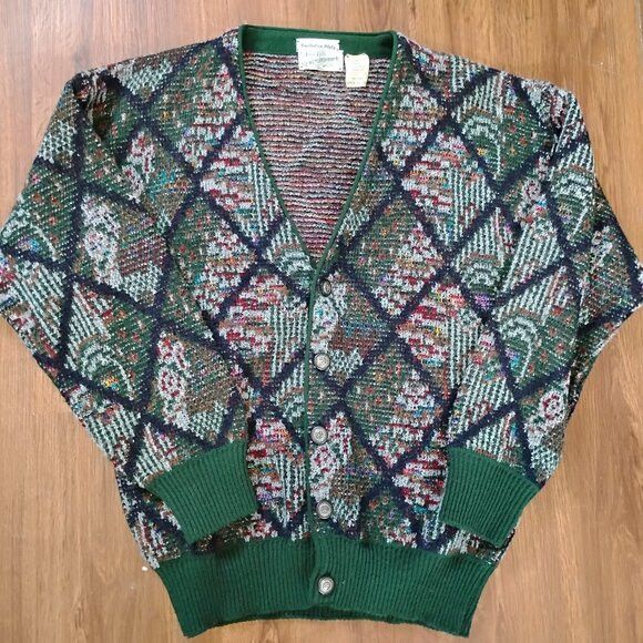 Other Vintage Sears Roebuck Diamond Tiles Cardigan Sweater Size US M / EU 48-50 / 2 - 2 Thumbnail