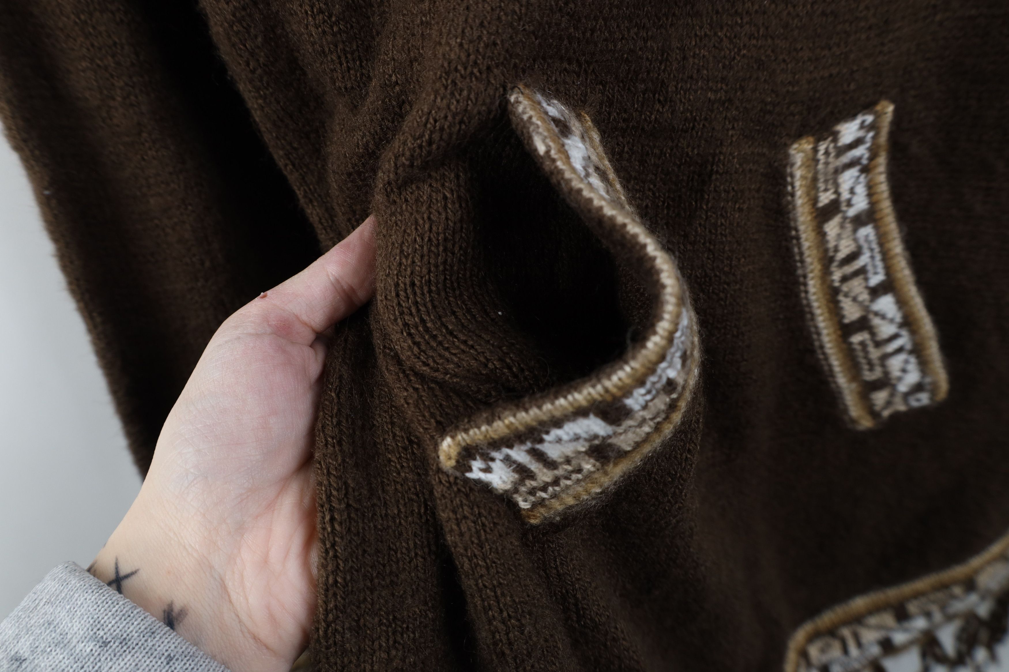 Vintage Vintage 90s Streetwear Blend Knit Fringed Hoodie Sweater Size M / US 6-8 / IT 42-44 - 5 Thumbnail