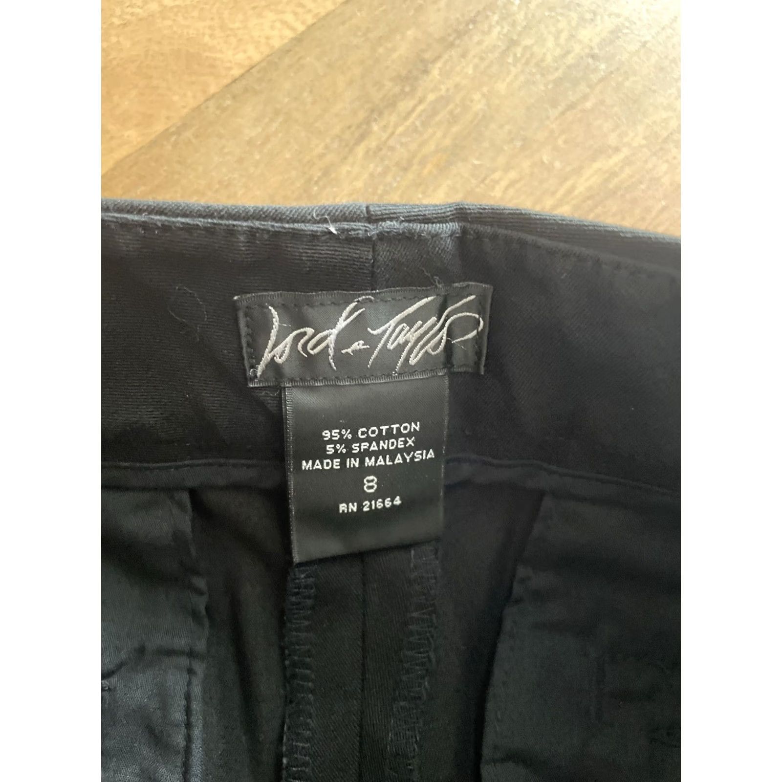 Lord & Taylor LORD & TAYLOR Ankle Straight Chino Pants Womens 8 Black 31x26 Straight Front Twill Knit, 90s Preppy Office Workwear Pants Womens Size 24" / US 00 / IT 34 - 3 Thumbnail