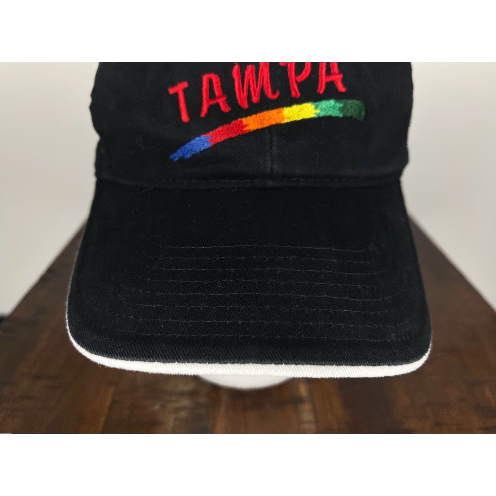 Rainbow VINTAGE HitWear Tampa Baseball Cap Unisex One Size Black Cotton Adjustable Embroidered Logo 90s Mens Womens Size ONE SIZE - 3 Thumbnail