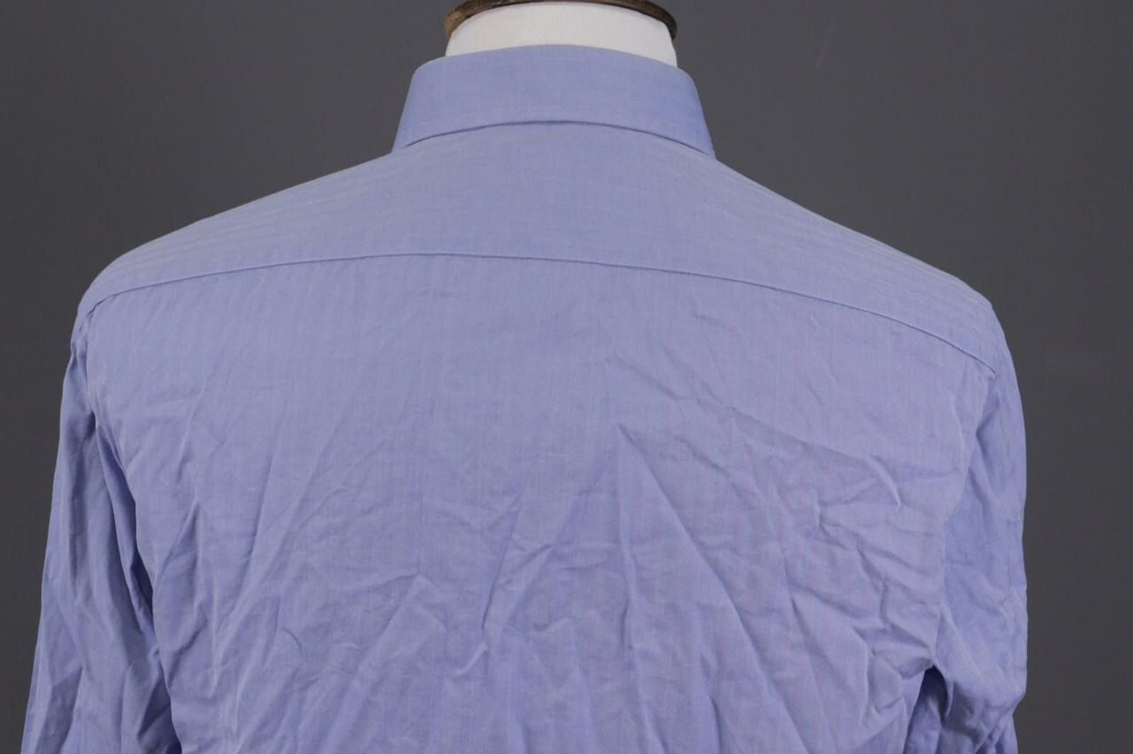 Designer Boggi Milano Slim Fit Blue Button Down Shirt 44 / 17 1/2 Size US M / EU 48-50 / 2 - 10 Thumbnail