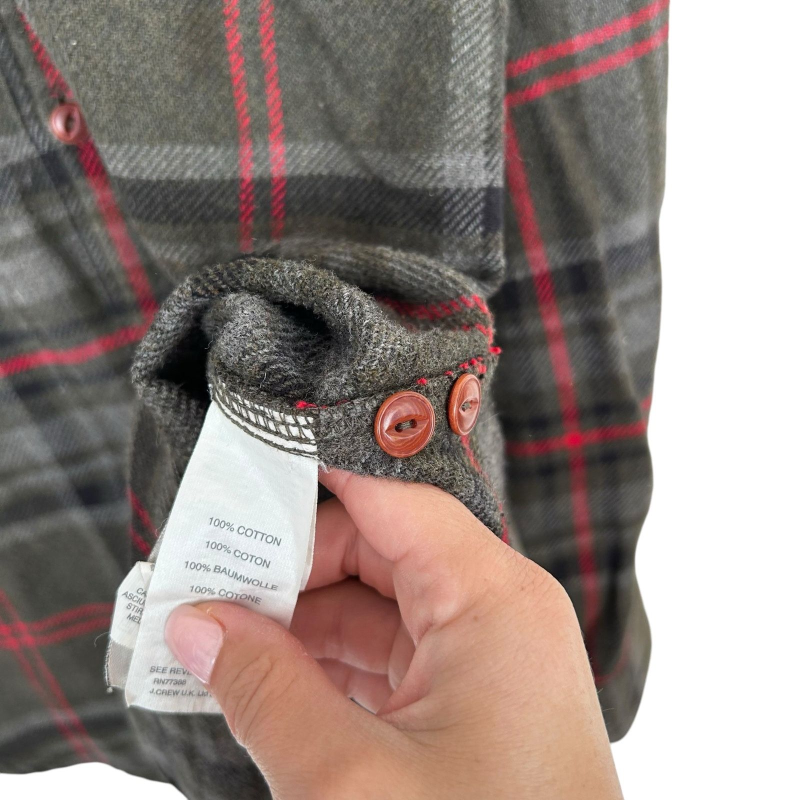 Wallace & Barnes Wallace & Barnes Green Gray Red Flannel Button Down Sz L Size US L / EU 52-54 / 3 - 4 Thumbnail