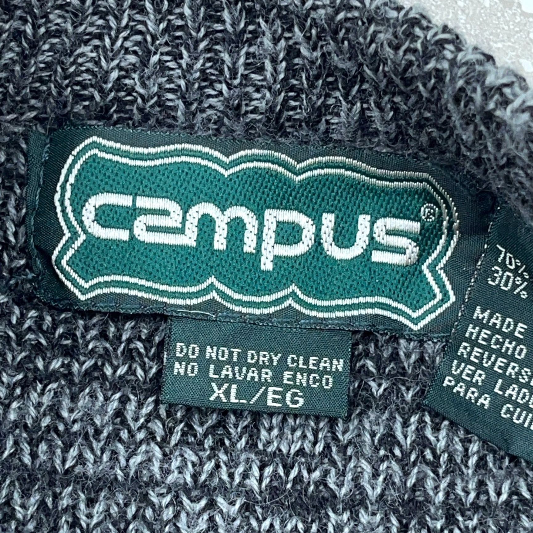 Vintage VINTAGE Campus Sweater Geometric Knit Gray Black XL Men Pullover 90s Logo Multi-Season Casual Dress Sports Size US XL / EU 56 / 4 - 5 Thumbnail