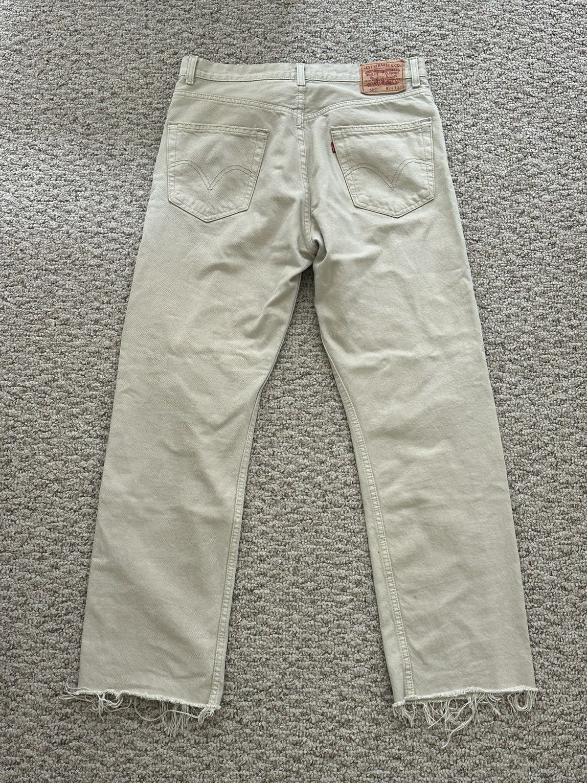 Levi's Vintage Clothing Distressed Levi’s 505 Cream Size US 34 / EU 50 - 2 Thumbnail