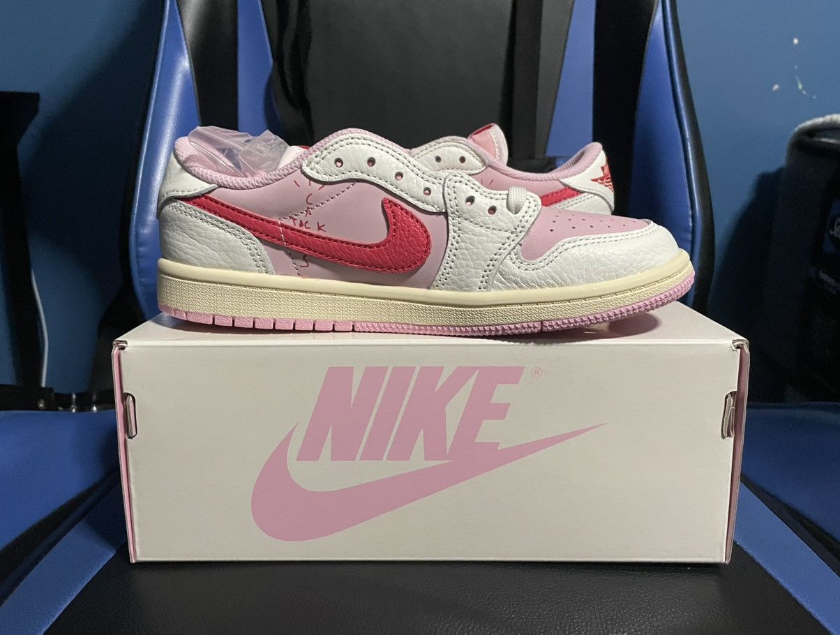 Jordan Brand × Travis Scott Jordan 1 Low Travis Scott Sail Tropical Pink (PS) Size 3Y Size US 5 / EU 37 - 3 Thumbnail