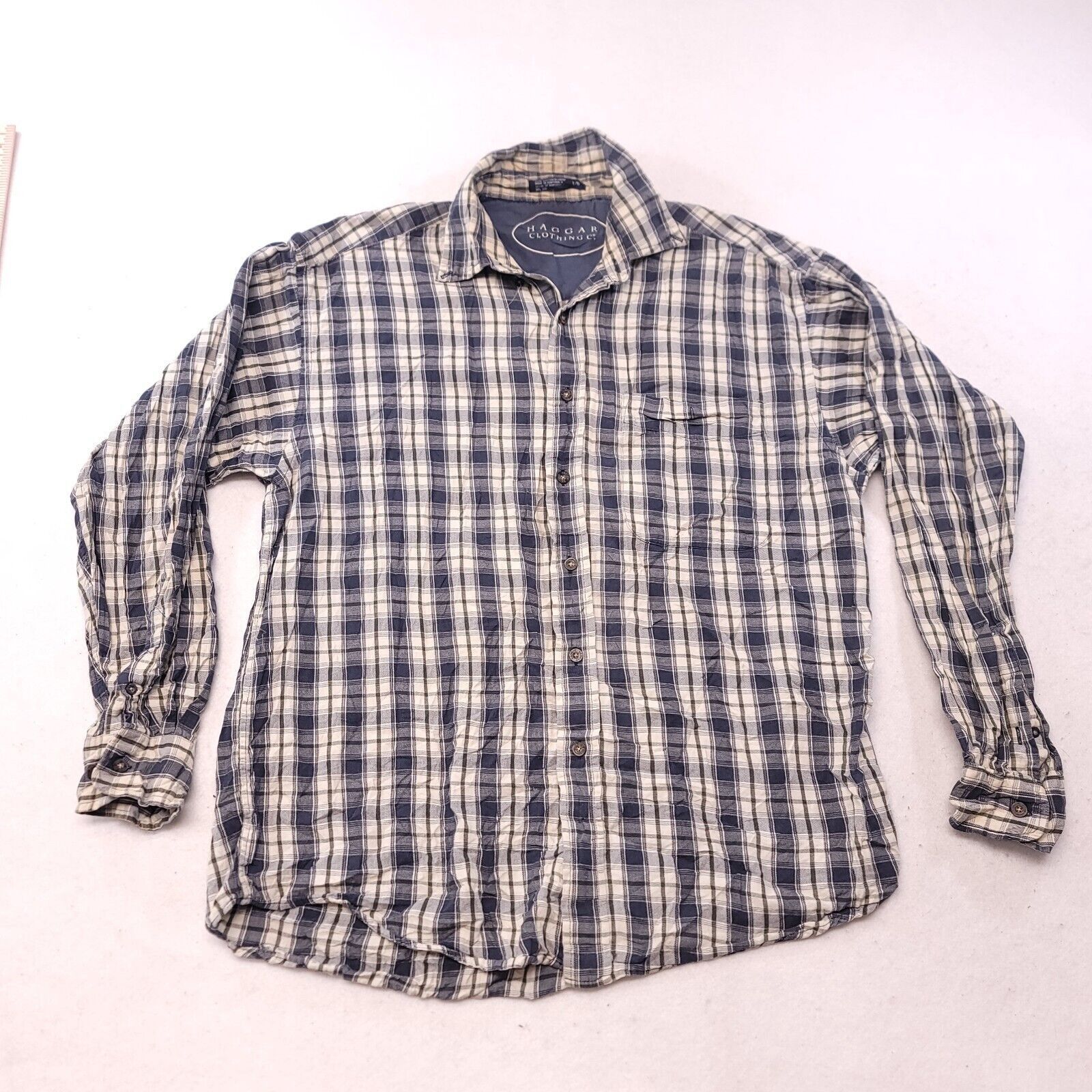 Haggar Haggar Tartan Flannel Shirt Mens Size Large L Blue White Size US L / EU 52-54 / 3 - 2 Thumbnail
