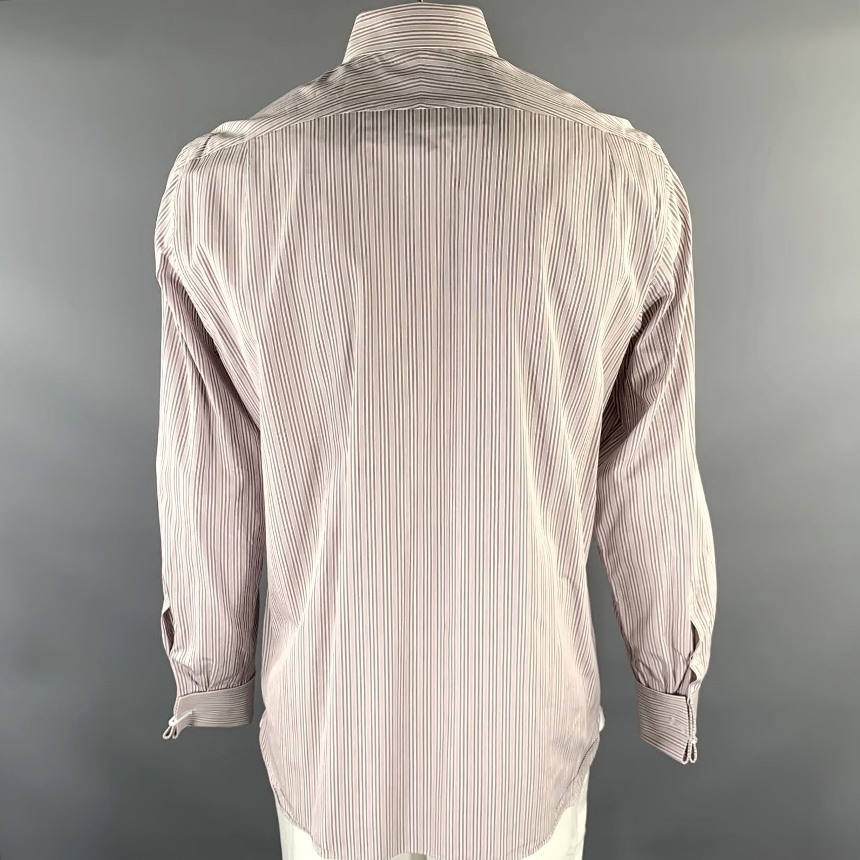Tom Ford TOM FORD XL White Purple Stripe Cotton Long Sleeve Shirt Size US XL / EU 56 / 4 - 4 Thumbnail