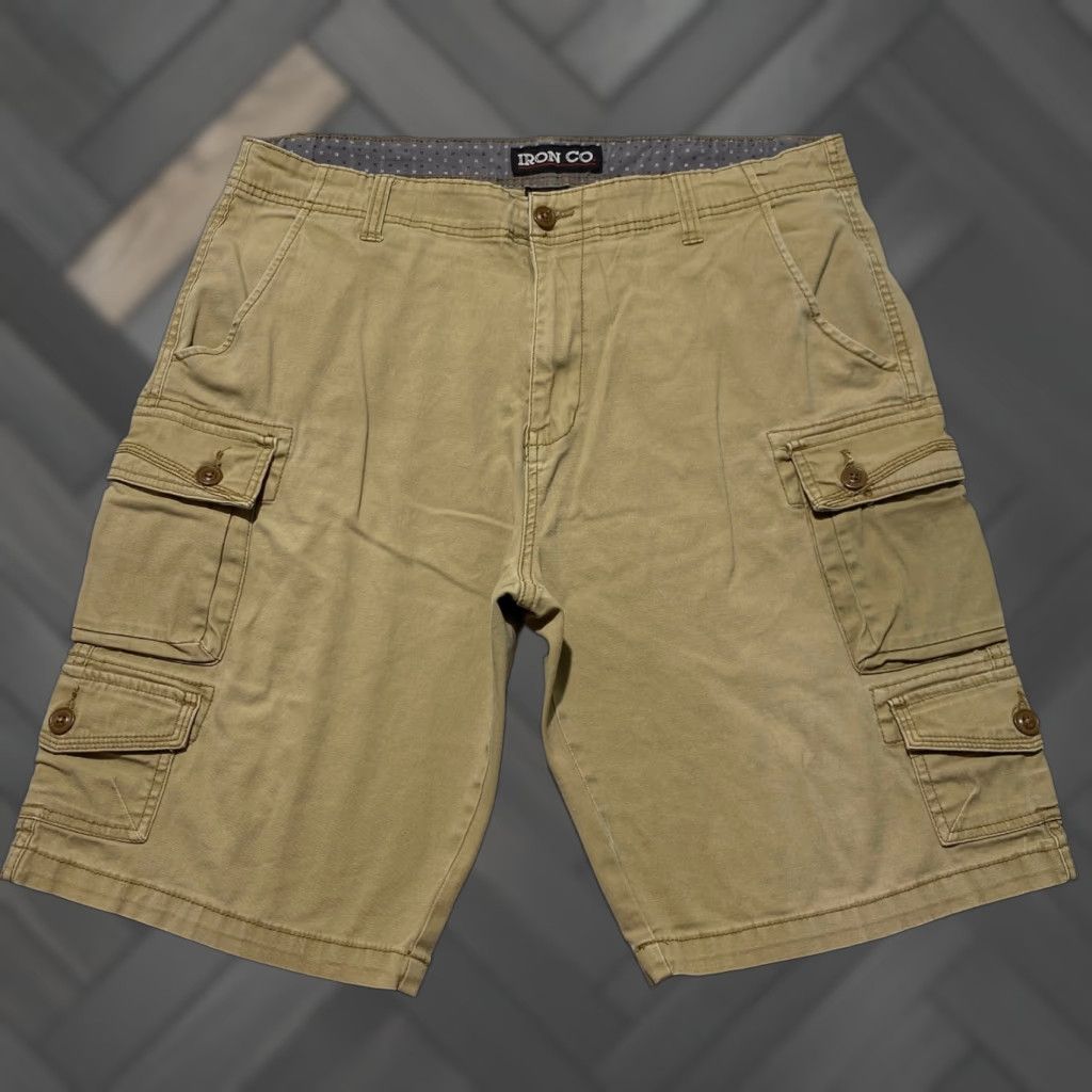 CO Iron Co Cargo Shorts Mens Khaki Tan Size 36 Stretch Cotton Utility Multi Pocket Cargo Pocket Beige Size US 36 / EU 52 - 1 Thumbnail