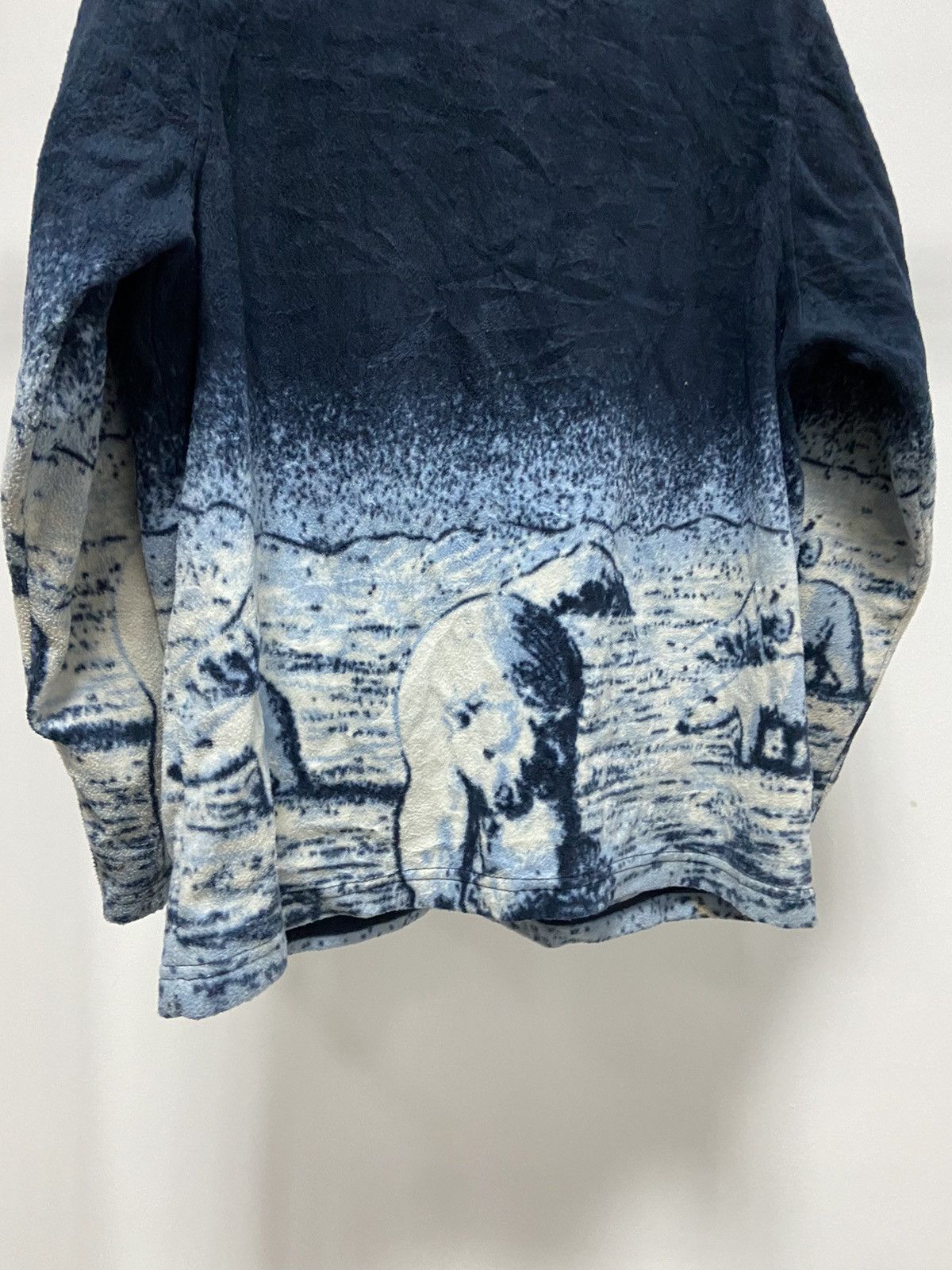 Japanese Brand × Vintage Bear White 🐻‍❄️🐻 Fleece Jacket Warm Vintage Zip Overprint Size US XL / EU 56 / 4 - 4 Thumbnail