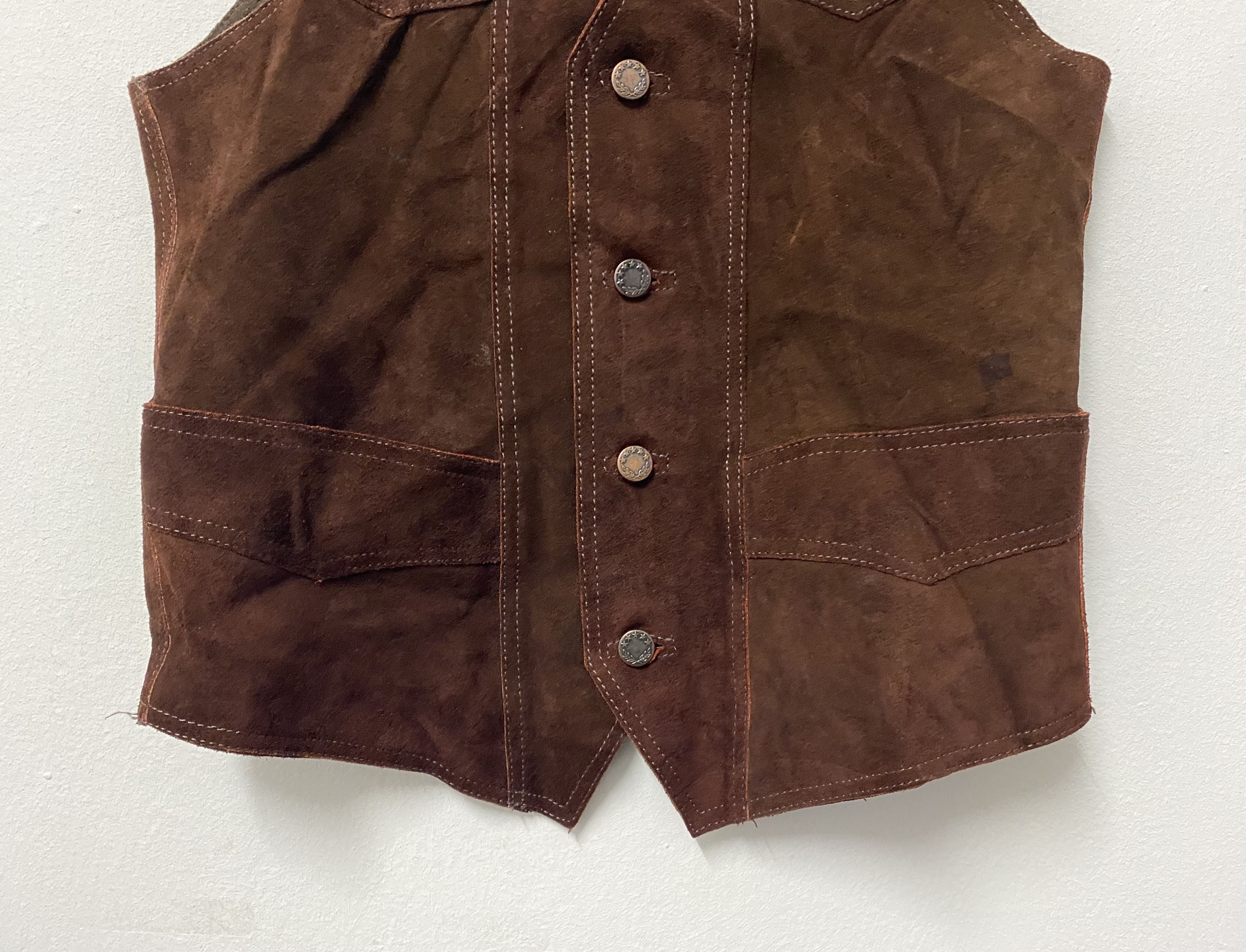 Genuine Leather Frean Fashion Custom Made Vest Real Leather Size 38S - 4 Thumbnail