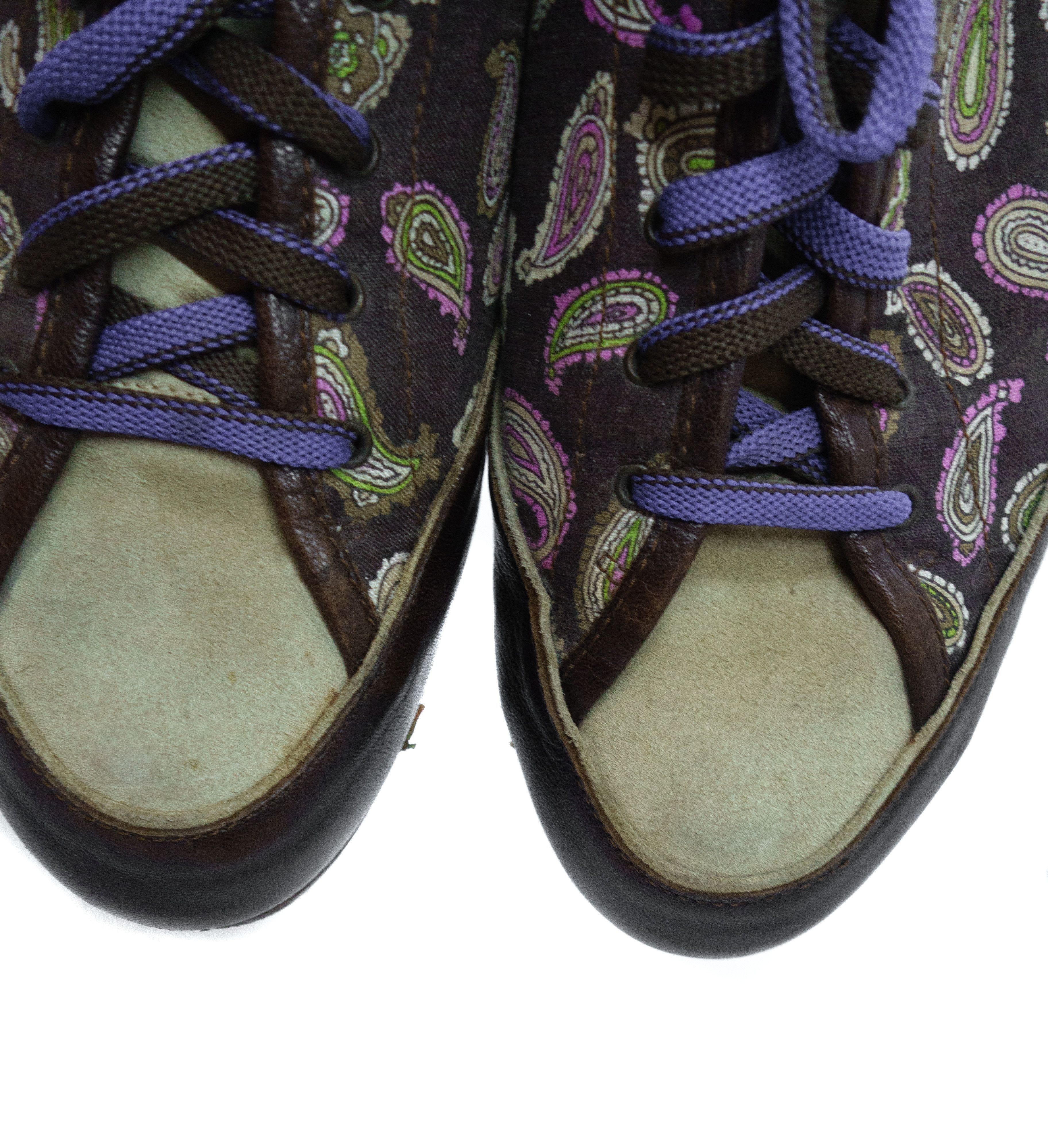 Etro Paisley Low Leather Sneakers Size US 9 / EU 42 - 5 Thumbnail