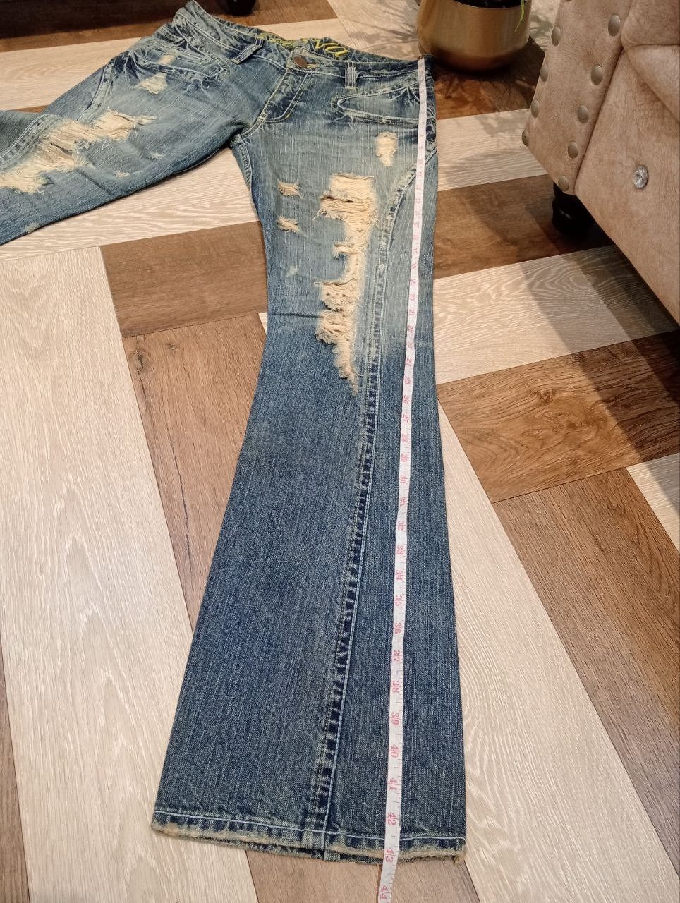 Japanese Brand CASVA BLUE DISTRESSED BLUE DENIM FLARED PANTS Size US 33 - 13 Thumbnail