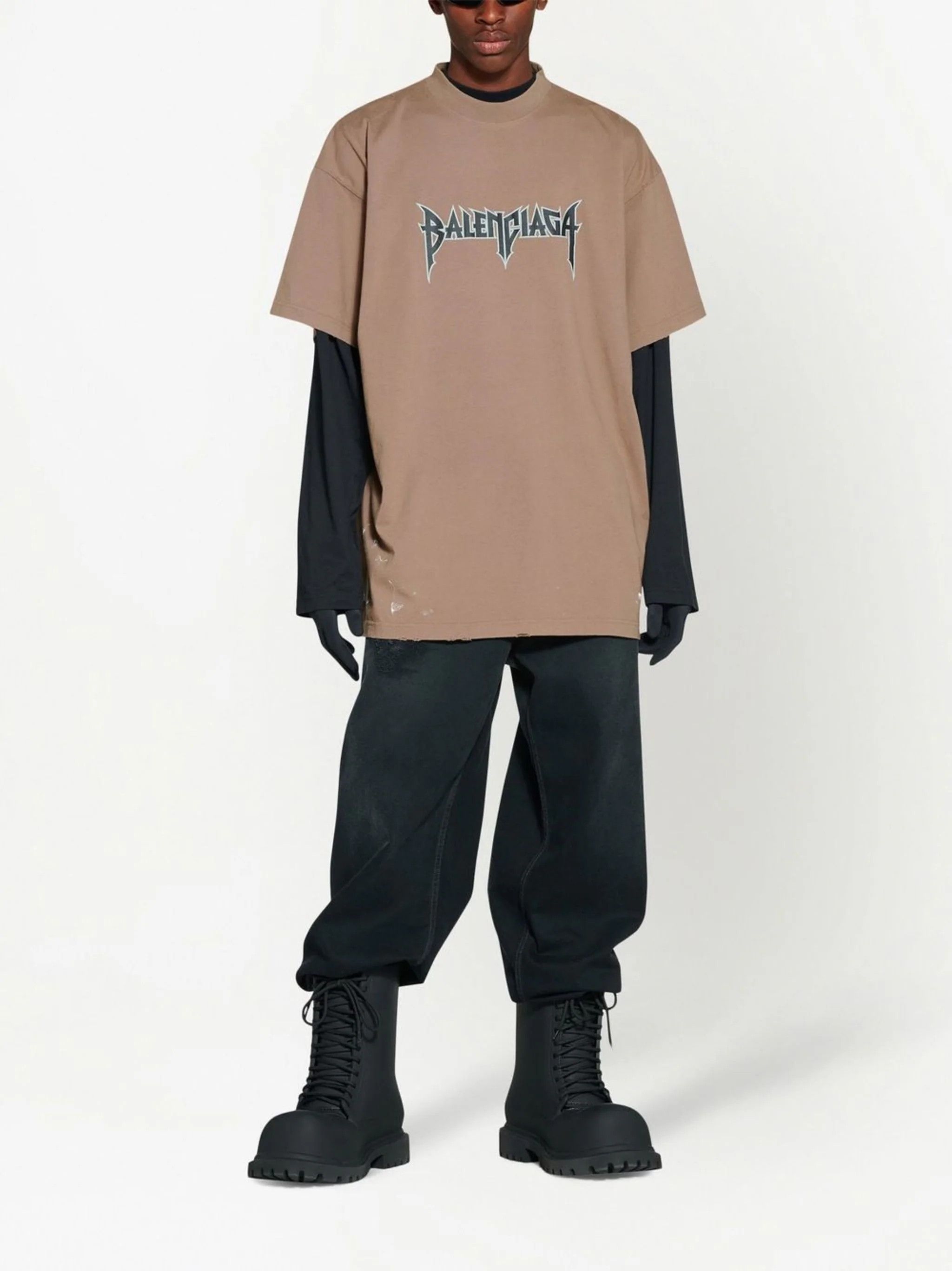 Balenciaga o1mt1gz0524 Oversized Metal T-Shirt in Brown | Grailed