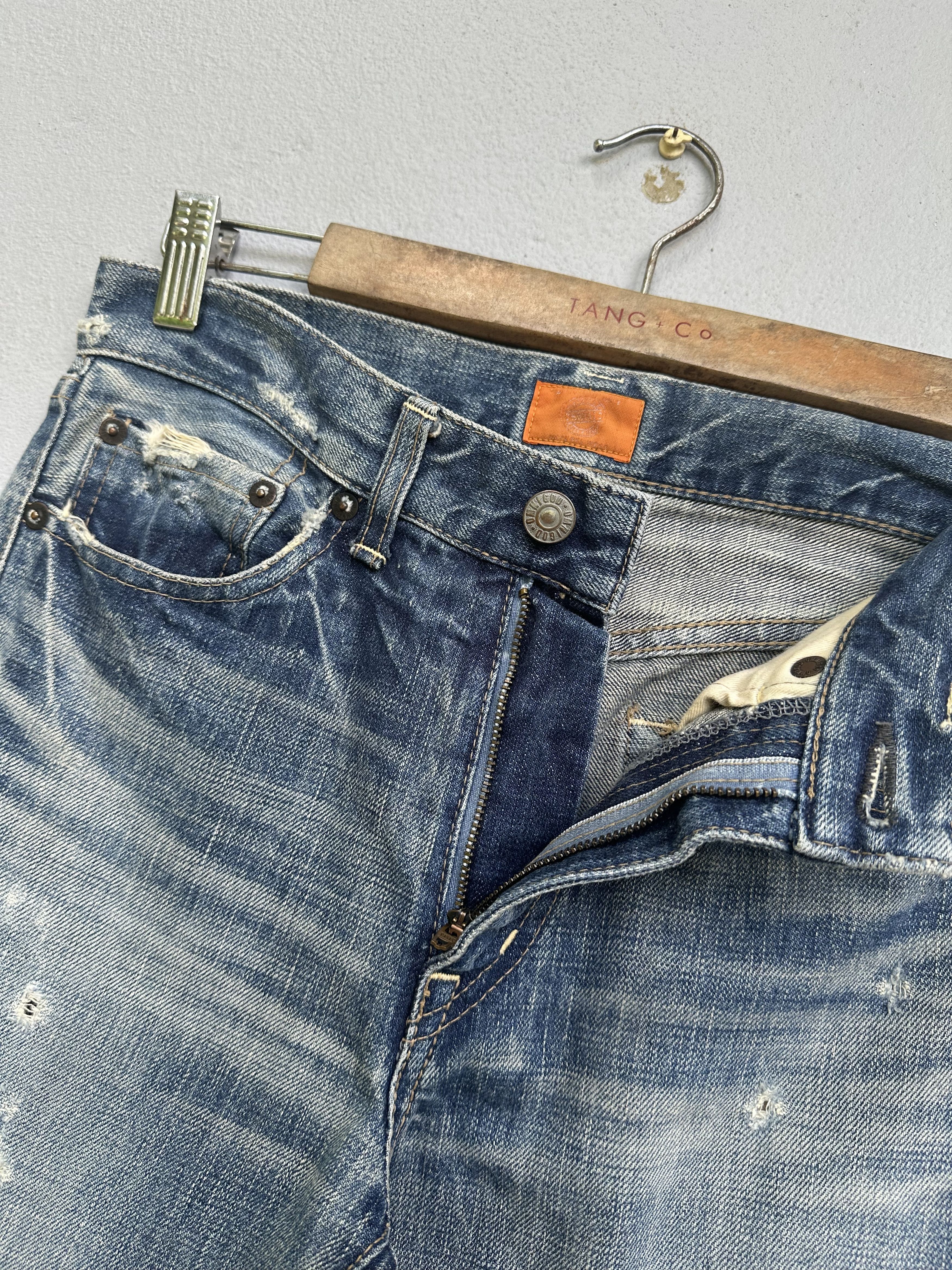 OMNIGOD Vtg Distressed Rips Boro Patchwork Omnigod Flare Denim Jeans Size US 29 - 5 Thumbnail