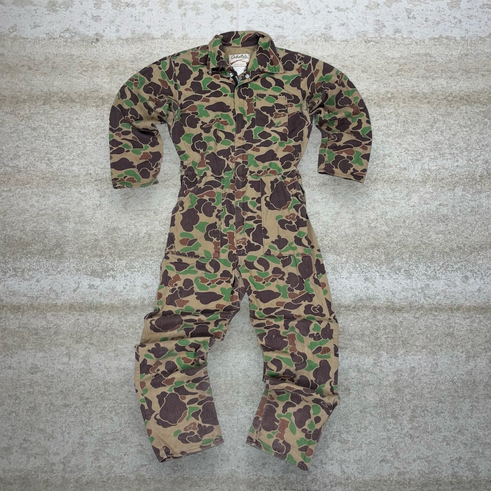 Image of Crazy Vintage 90's Cabelas Coveralls Hunting Camo Canvas in Green, Men's (Size 30)