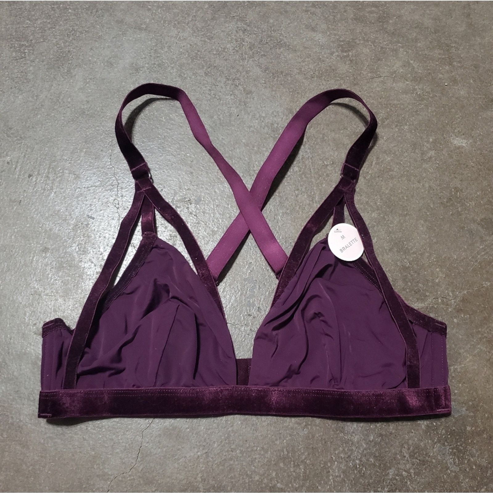 Other Dark Plum Velour Strappy Lingerie Set Size ONE SIZE - 3 Thumbnail
