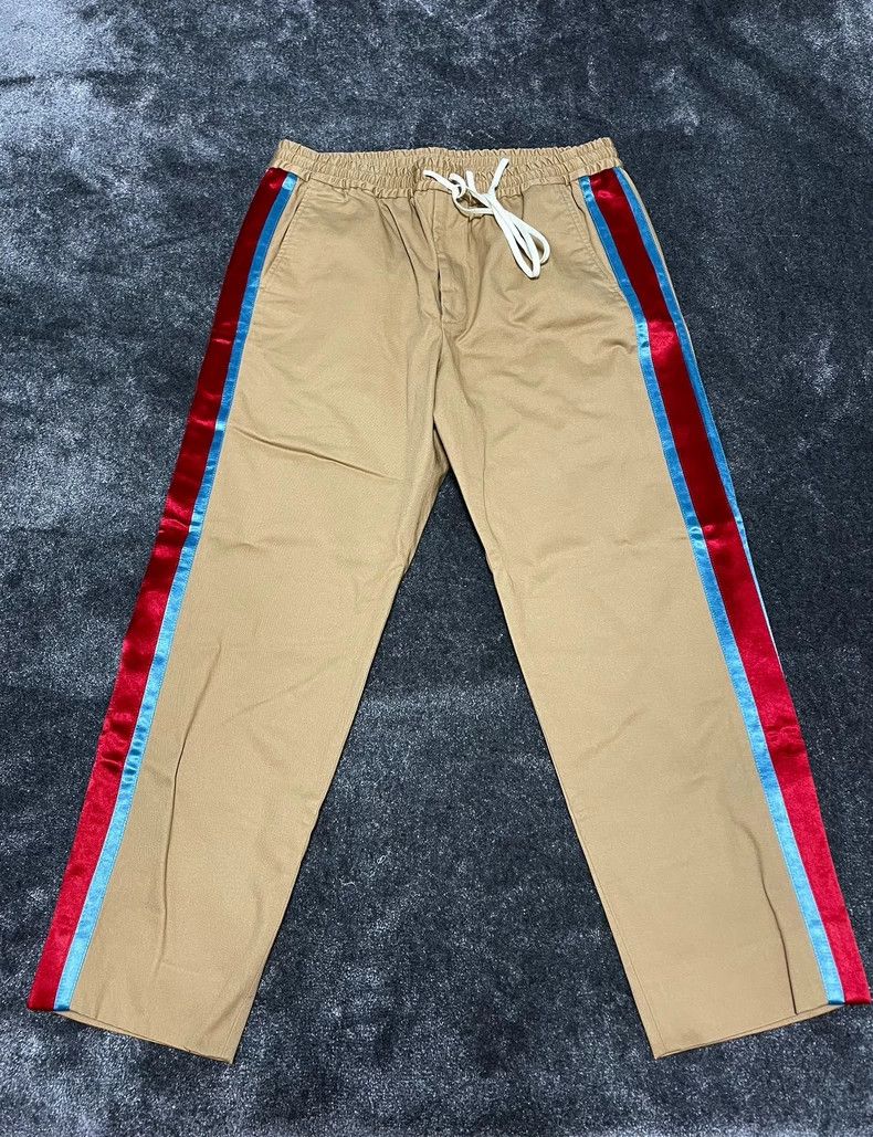Gucci GucciSide color stripe drawstring khaki pants casual pants Size US 34 / EU 50 - 1 Thumbnail