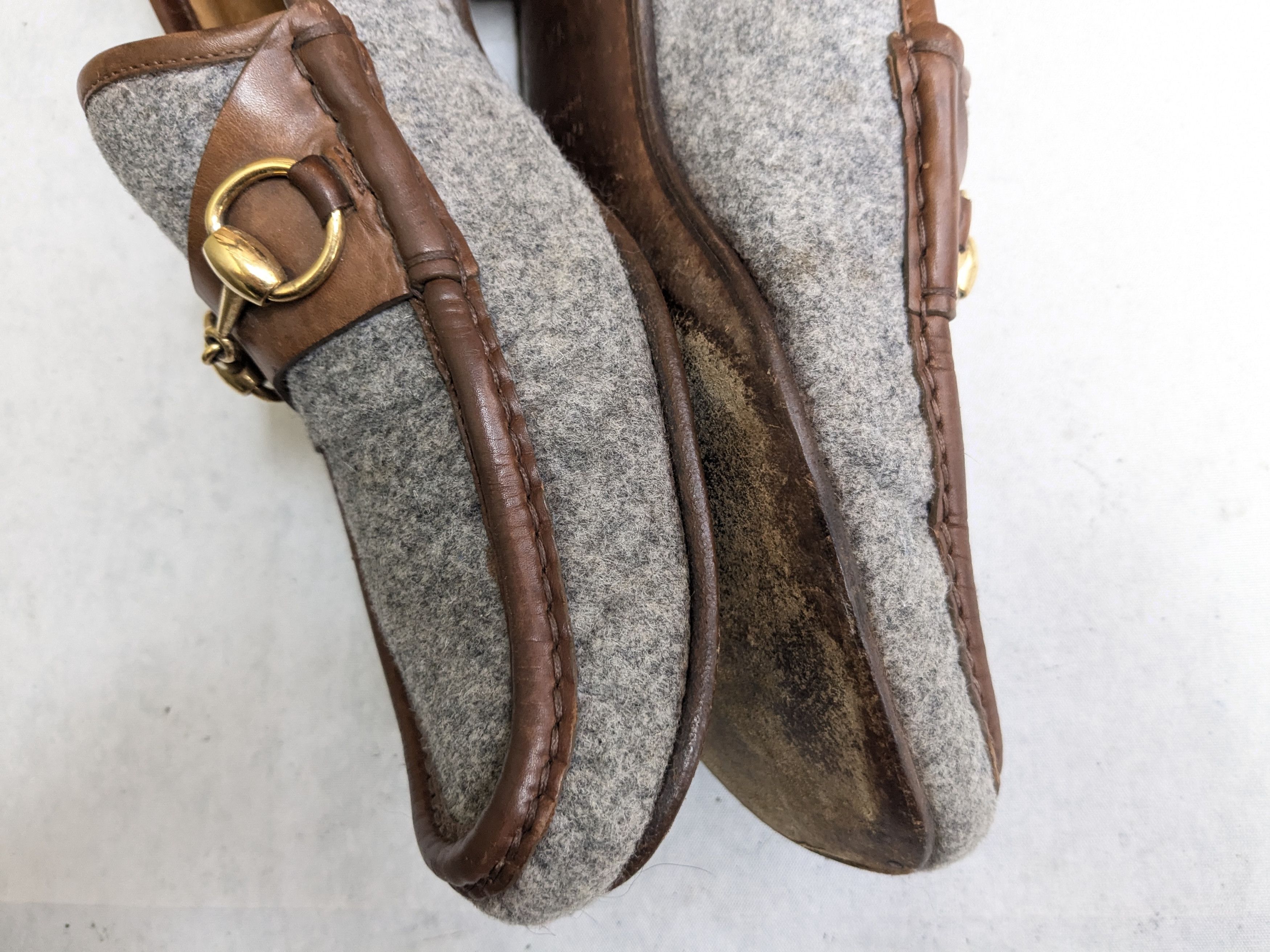 Gucci Gucci Horsebit Loafers Brown Leather Gray Wool 10 Size US 10 / EU 43 - 9 Thumbnail