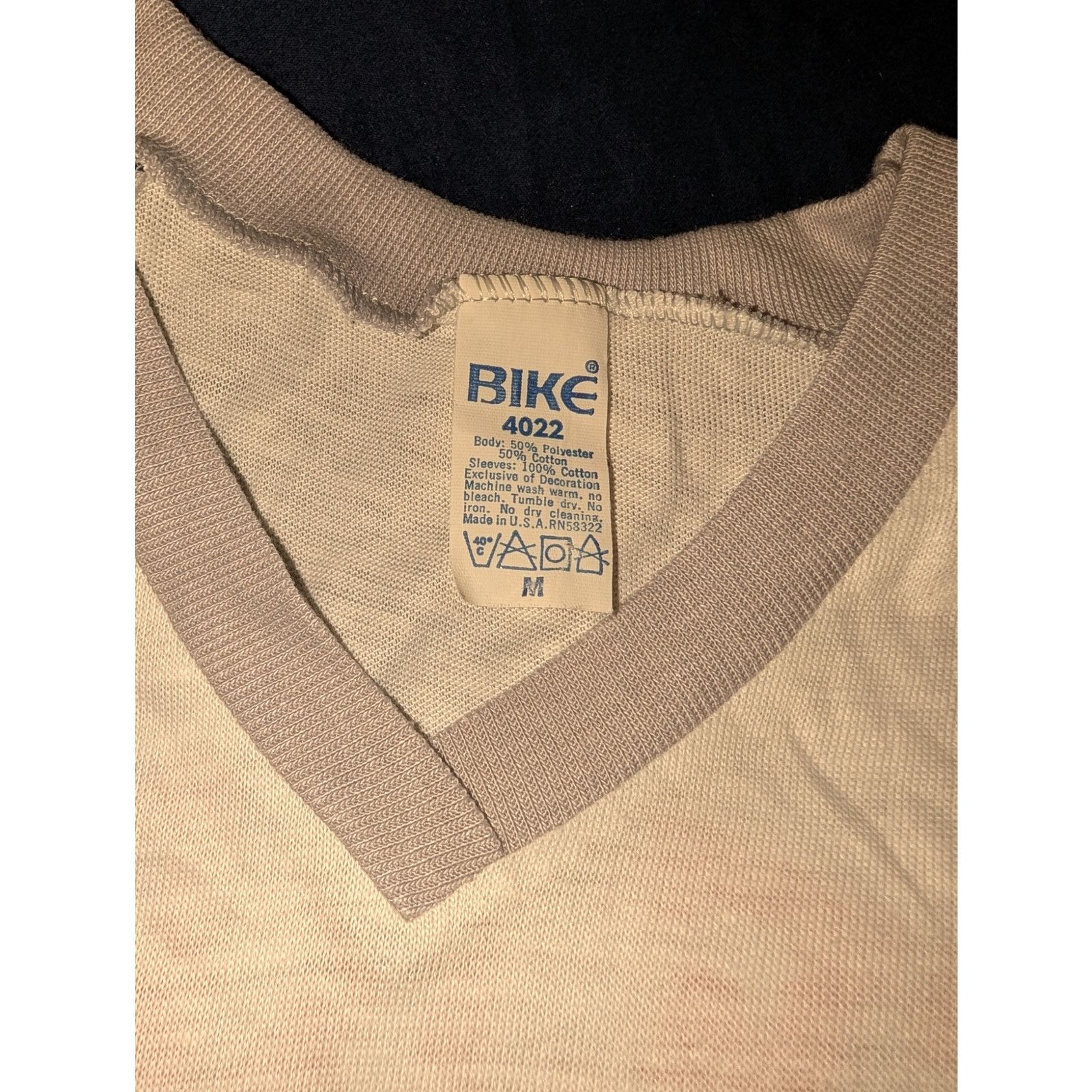 Russell Athletic Vtg Bike Raglan Baseball Tee Shirt B of A Porterville Medium Size US M / EU 48-50 / 2 - 2 Thumbnail