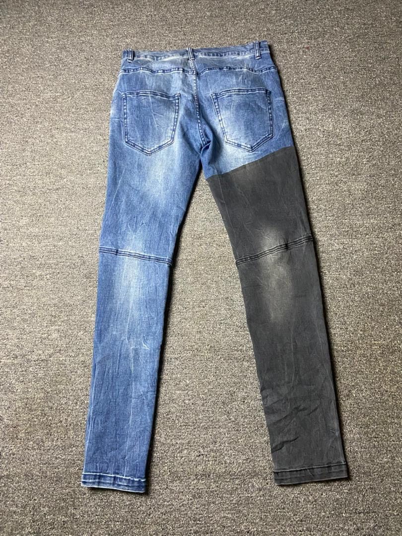 Japanese Brand Black Brain Two Tone Slim Fit Jeans (175) Size US 31 - 2 Thumbnail