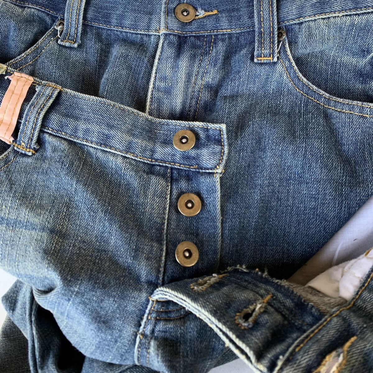 Hysteric Glamour × Japanese Brand Rare Y2K Japanese Brand Browny Double Waist distressed Jeans Size US 31 - 9 Thumbnail
