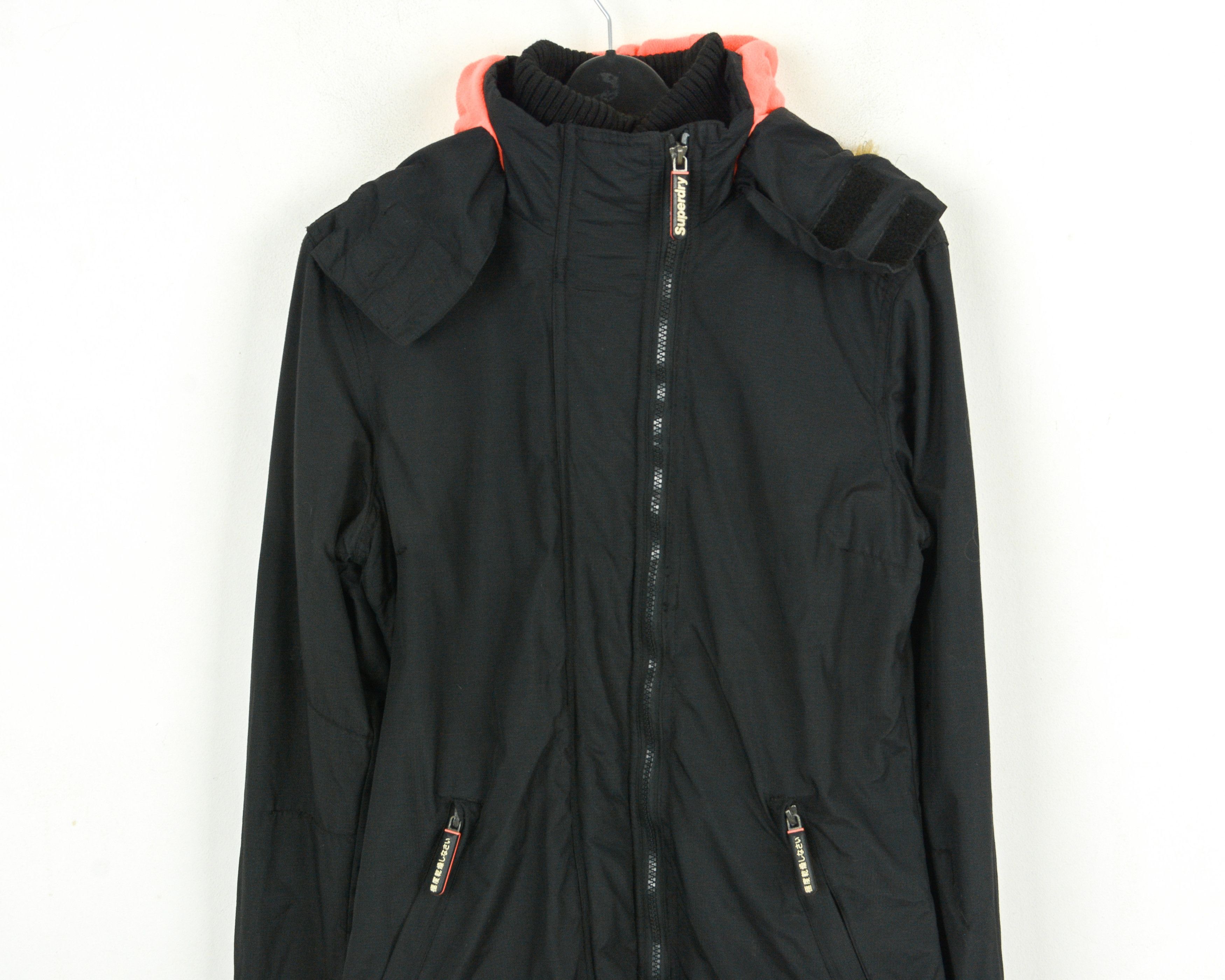 Superdry Parka Women S Jacket Hooded Black Coat Fleeced Lining Nylon Size S / US 4 / IT 40 - 2 Thumbnail