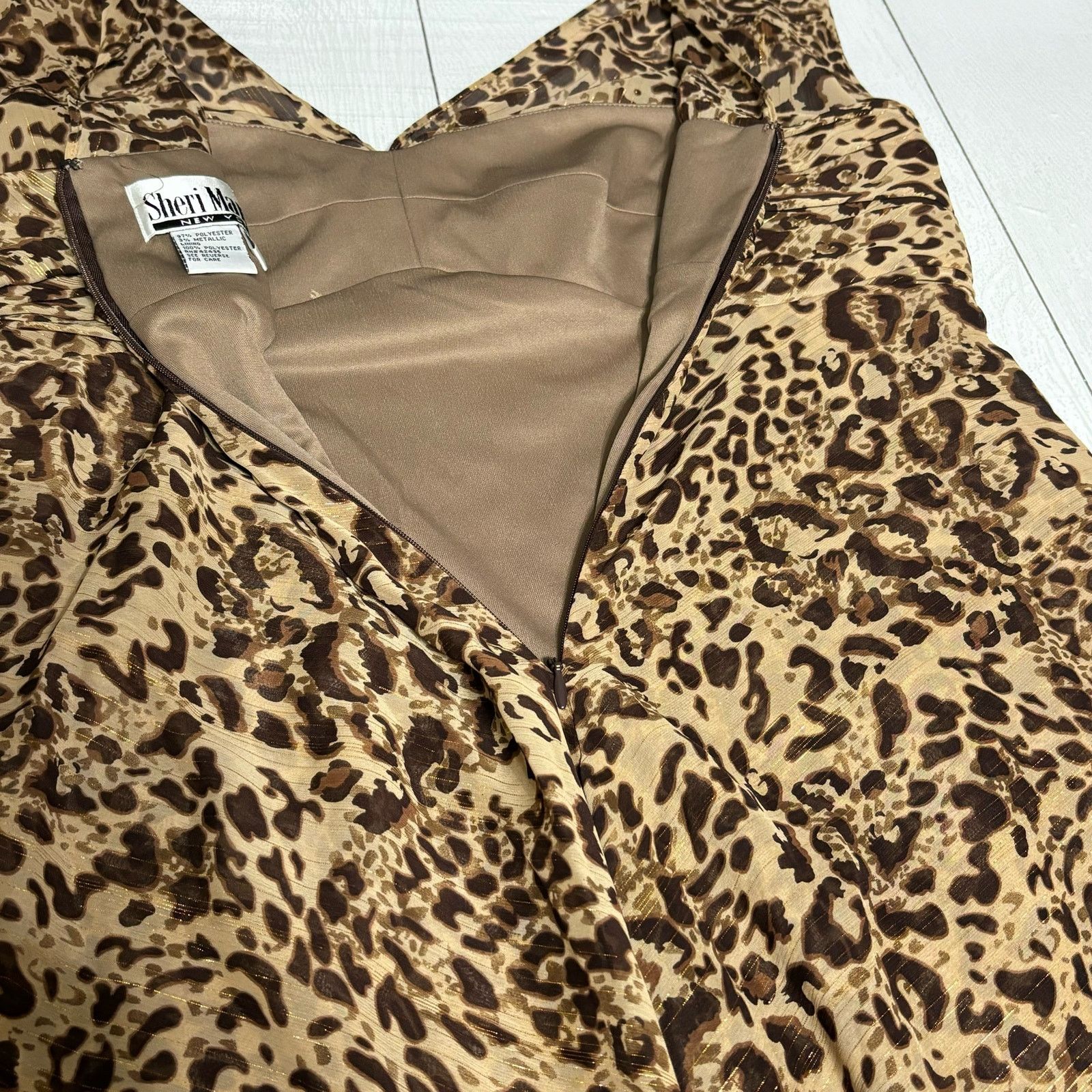 Other Sheri Martin Leopard Metallic Ruched Dress Size 12 Size XL / US 12-14 / IT 48-50 - 7 Thumbnail