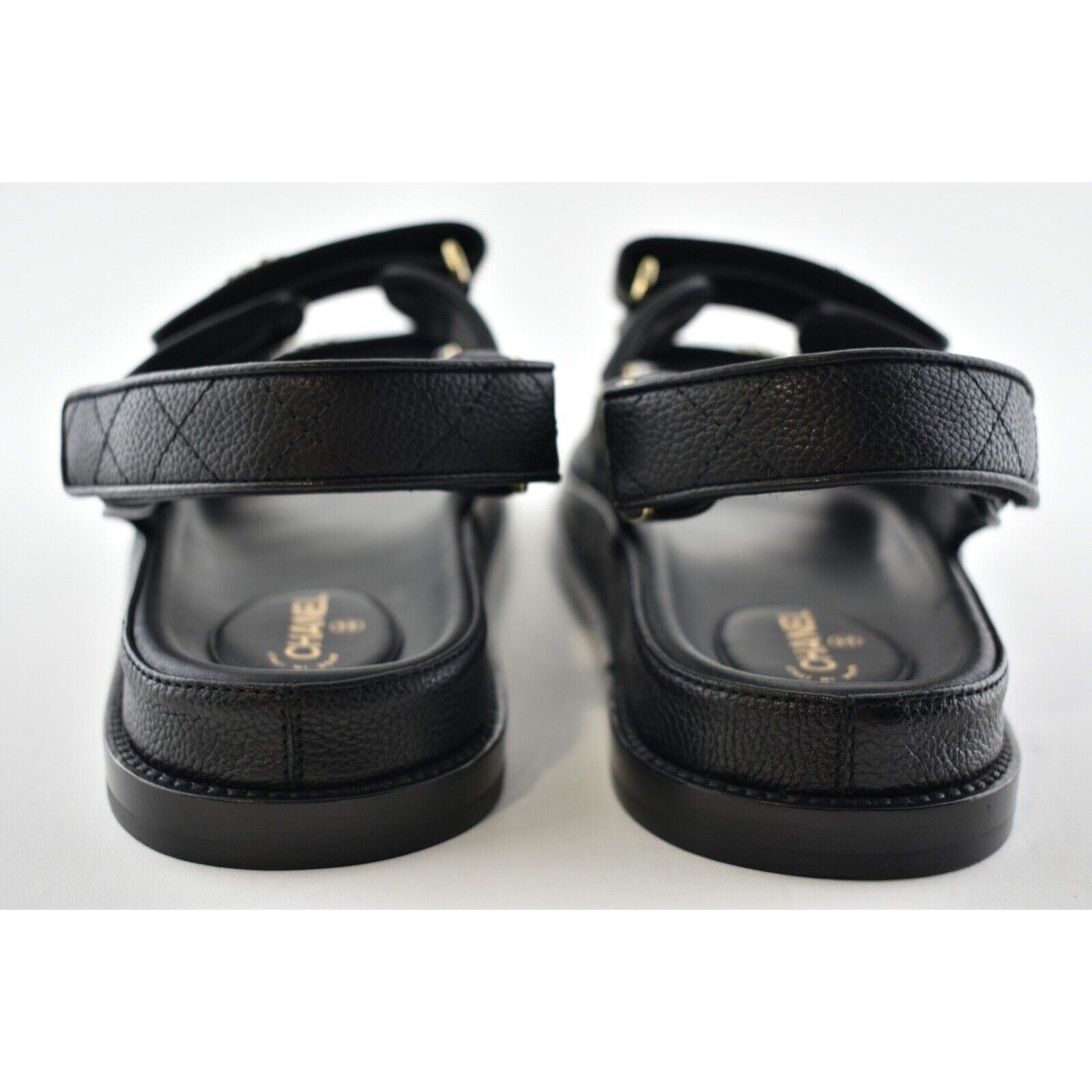 Chanel Chanel REV Black Caviar Gold CC Logo Mule Slide Strap Flat Size US 9.5 / IT 39.5 - 11 Thumbnail
