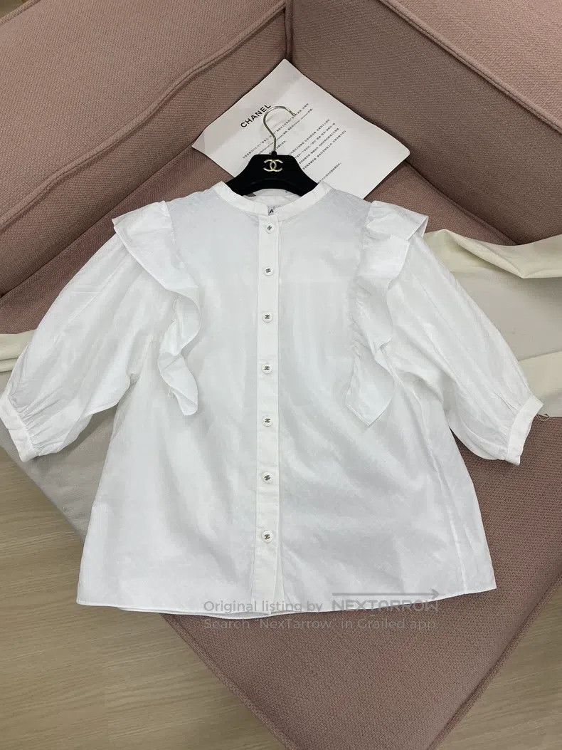 Chanel Chanel White wooden ear shirt with long sleeves Size XS / US 0-2 / IT 36-38 - 1 Thumbnail