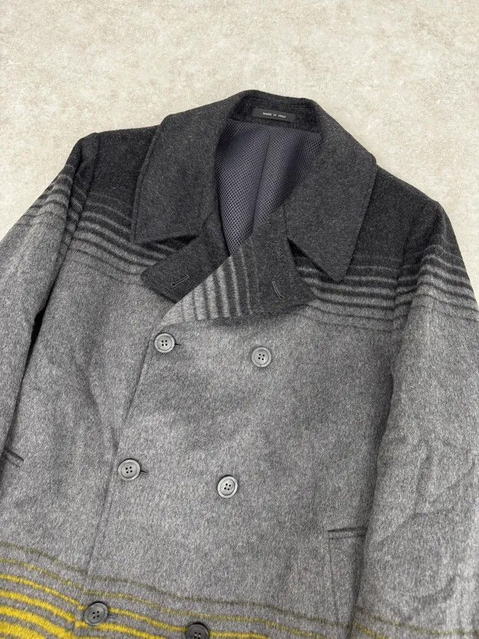 Armani FW2013 Emporio Armani Grey Gradient Striped Yellow Duffle Coat Size US L / EU 52-54 / 3 - 5 Thumbnail