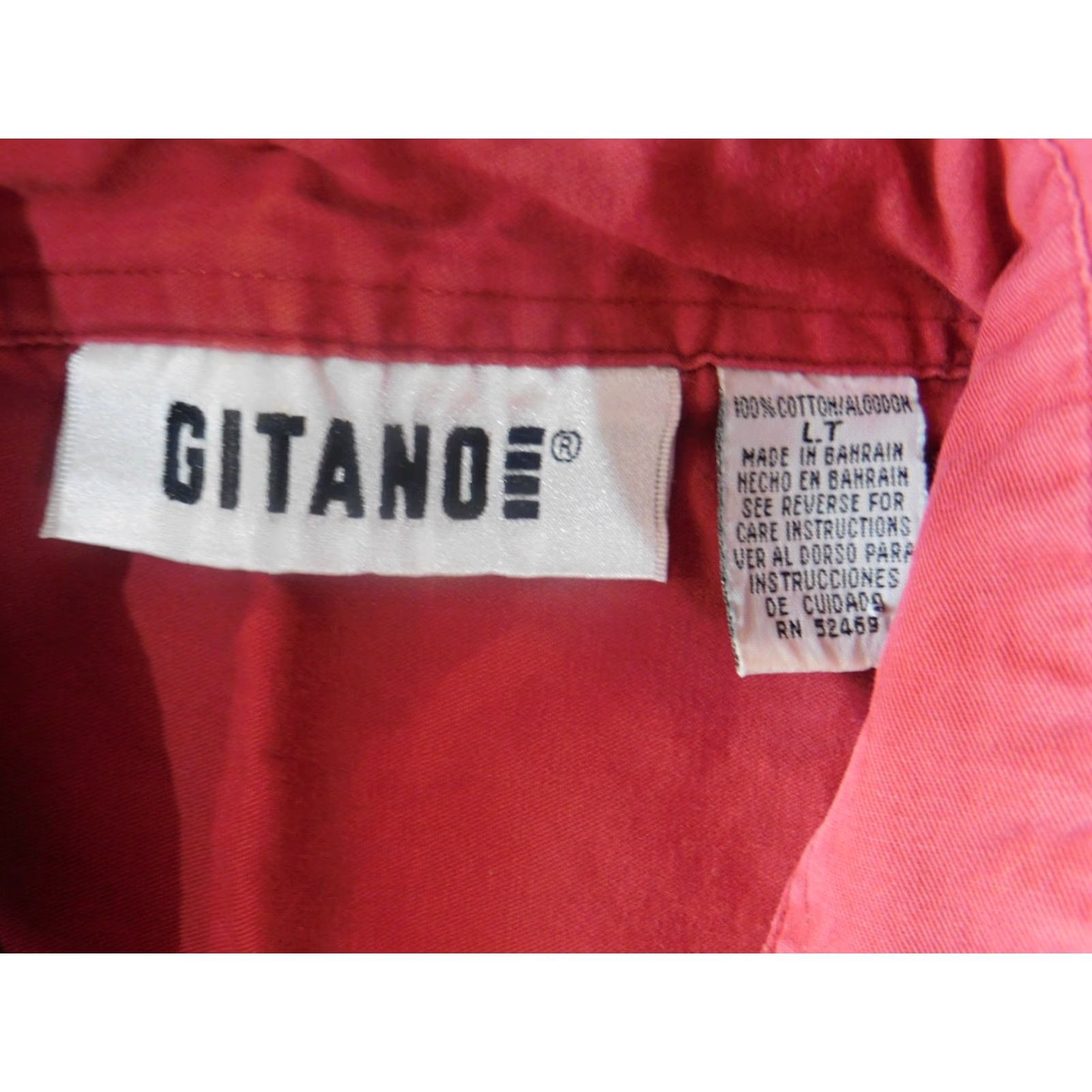Vintage VINTAGE Gitano Mens Shirt LT red Button-Up casual pockets Slim long sleeve Button-Down Collar Shirts Mens Size US L / EU 52-54 / 3 - 5 Thumbnail