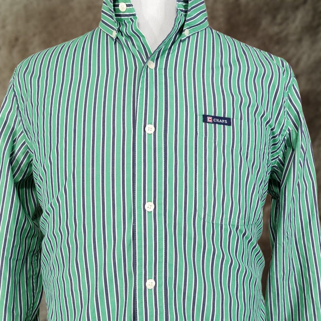 Chaps CHAPS GREEN STRIPED BUTTON-DOWN SHIRT MENS SIZE M MEDIUM Size US M / EU 48-50 / 2 - 1 Thumbnail