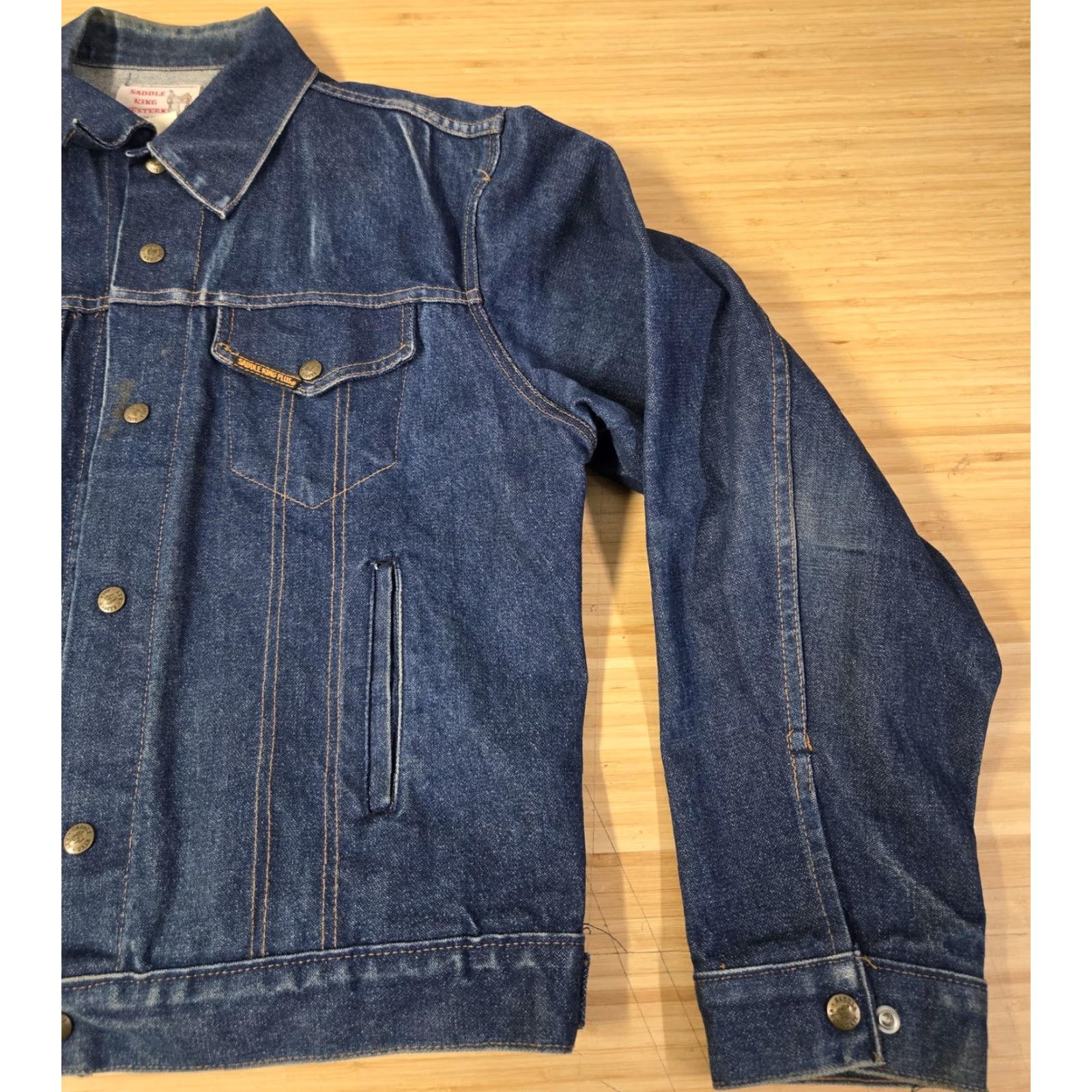 Vintage VINTAGE Saddle King Western Jacket Mens 46 Regular Blue Denim Trucker Made USA Size US S / EU 44-46 / 1 - 2 Thumbnail